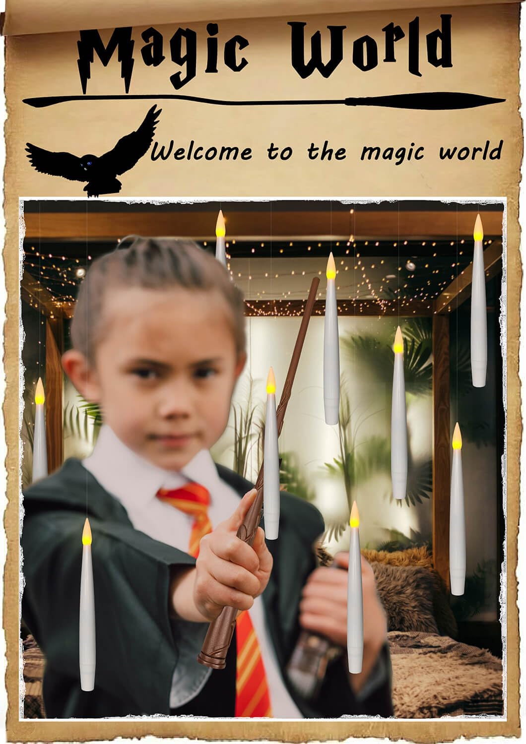 Leejec 20Pcs Flameless Taper Floating Candles With Magic Wand Remote, Flickering Warm Light, Battery Operated 6.1 '' Led Electri