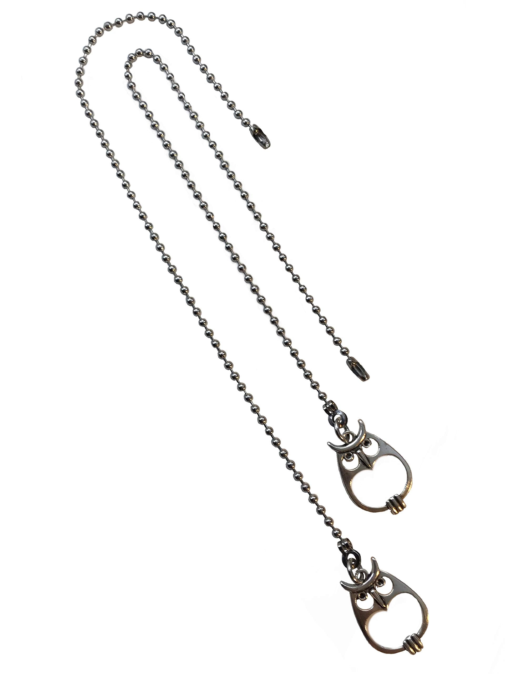 Silver Tone Owl Ball Fan Light Pull Chain Extender Replacement Set Of 2