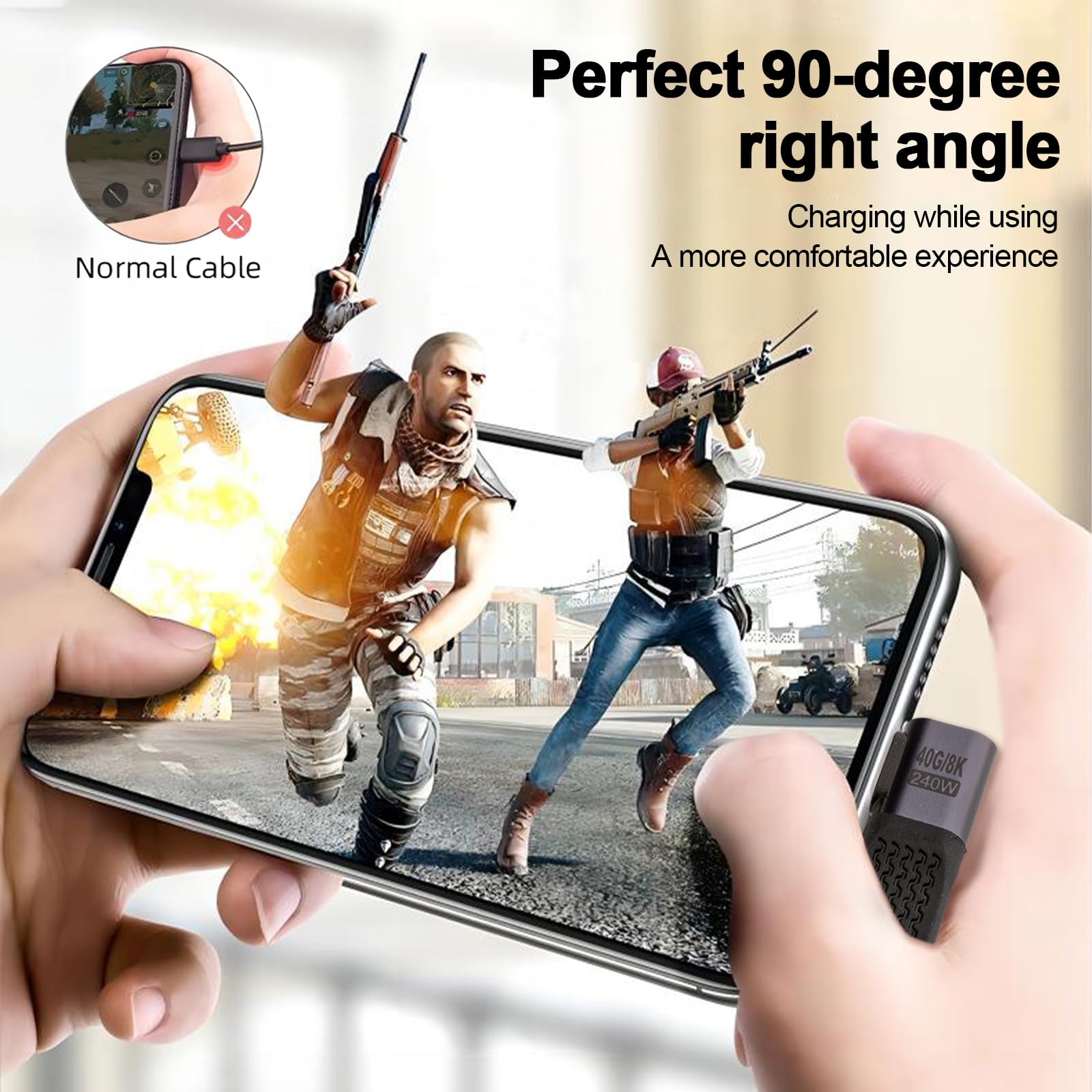 Leehitech Short Usb C Cable (5 Inch),240W Usb To Usb C Cable 90 Degree, 40Gbps Data Transfer Support 8K@60Hz For Iphone 15 &Macb