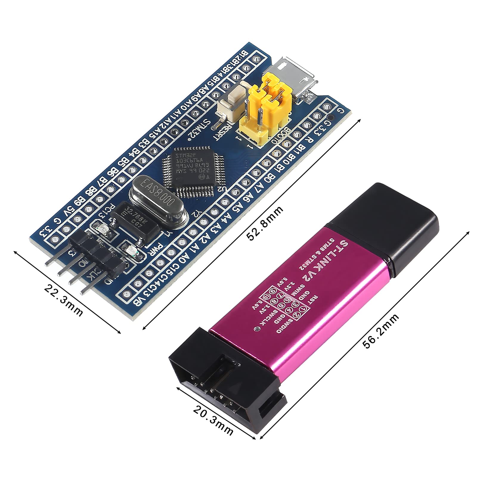 Alinan 2Pcs St Link V2 Programming Unit Emulator Downloader(Random Color)+2Pcs Stm32F103C6T6 Minimum System Development Board Wi