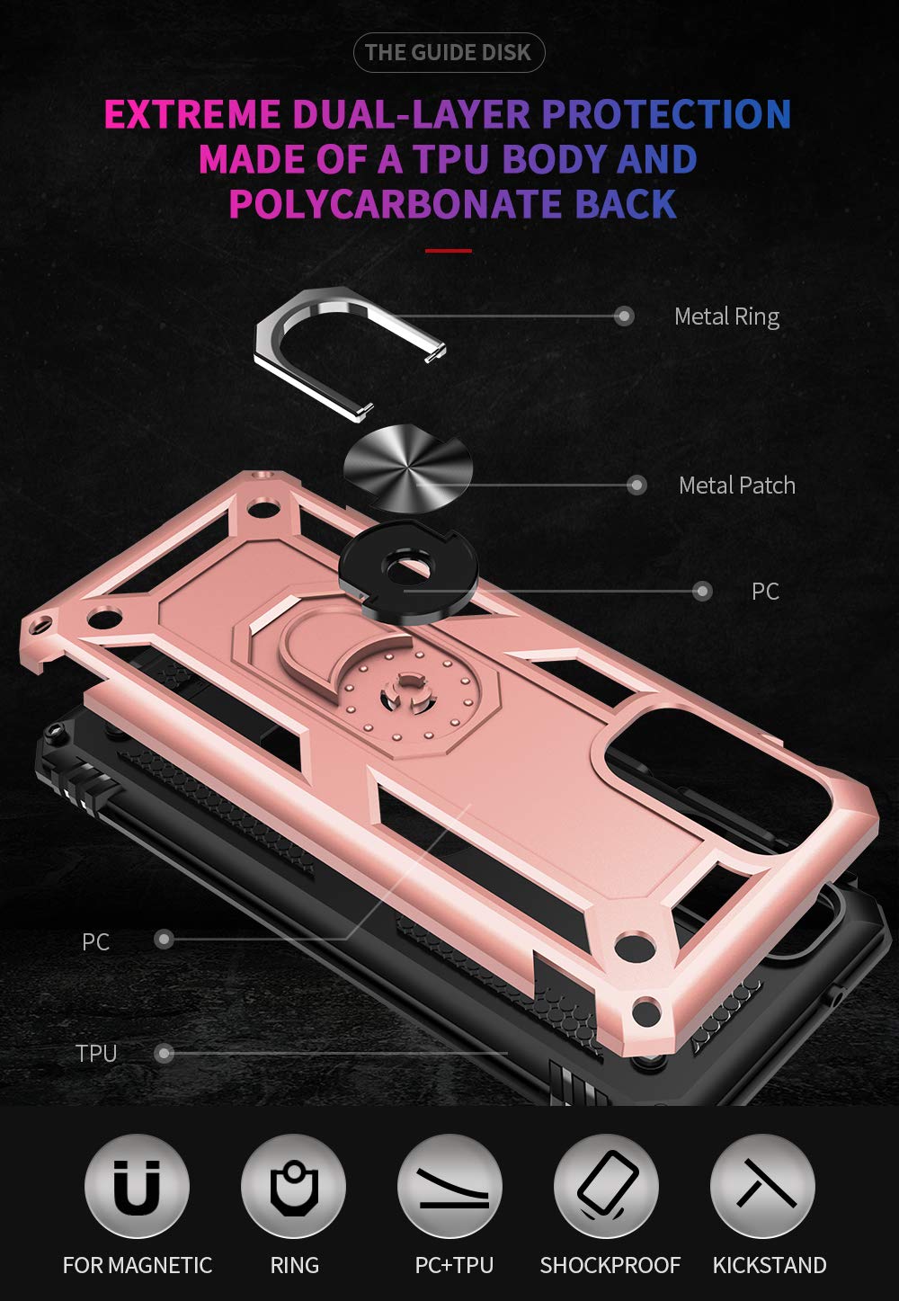 Addit S20 Fe Case,S20 Fe 5G Case, Military Grade Protective Samsung Galaxy S20 Fe Cases Cover With Ring Car Mount Kickstand For