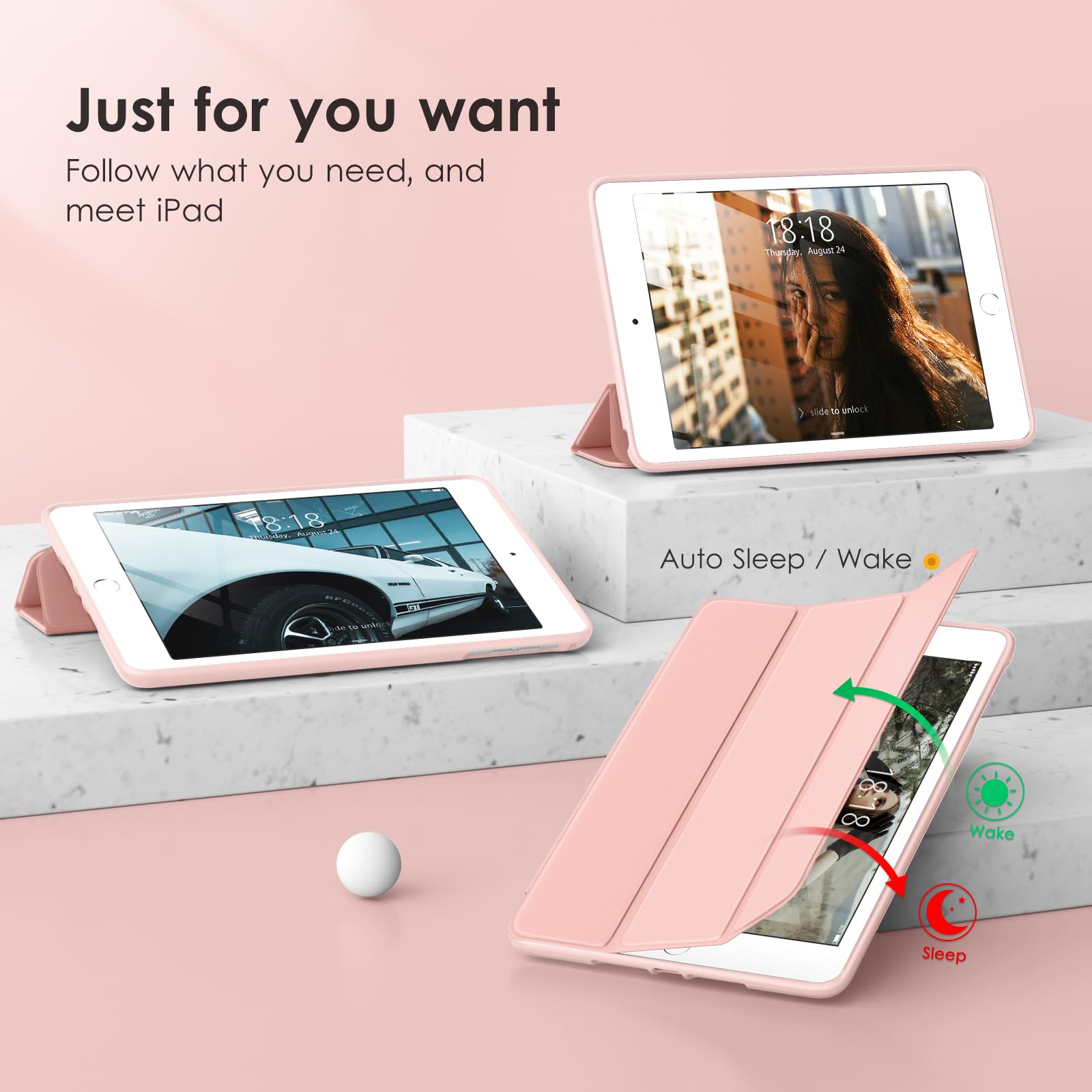 Vikesi For Ipad Mini 4 5 3 2 1 Case,Clear 7.9 Inch Ipad Mini 1St 2Nd 3Rd 4Th 5Th Generation Smart Cover [Support Auto Sleep/Wake