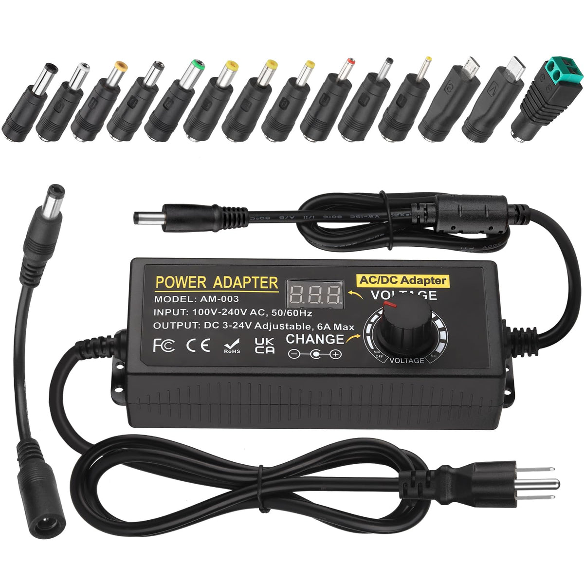 Universal Power Supply, Auplf Adjustable 24V 6A 144W Adapter, Ac 100V 240V To Dc 3V 24V Variable Power Supply Converter Transfor