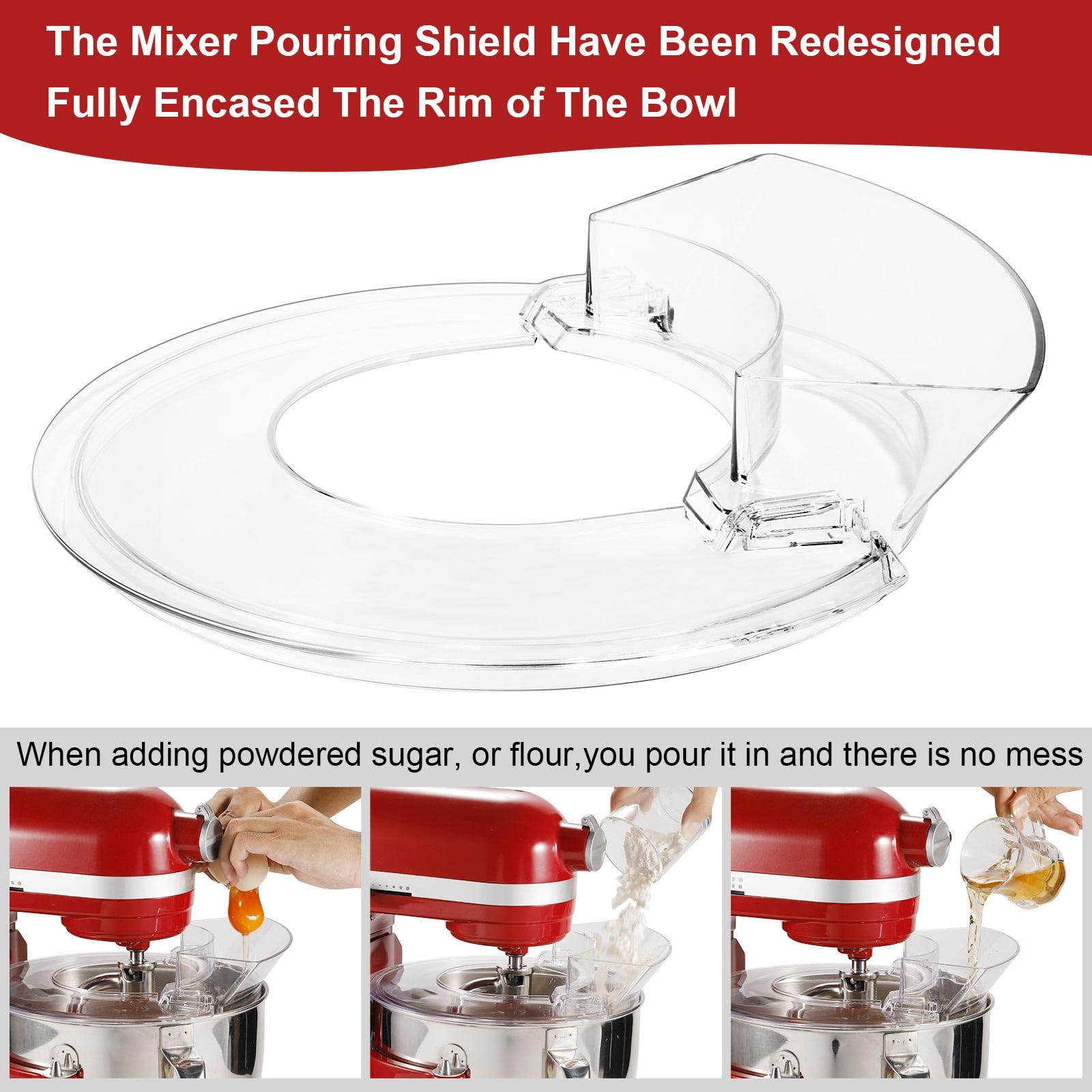 Pouring Shield For Kitchenaid  Splash Guard With Removable Pouring Chute For Kitchenaid 5.5 7 Quart Bowl Lift Stand Mixer