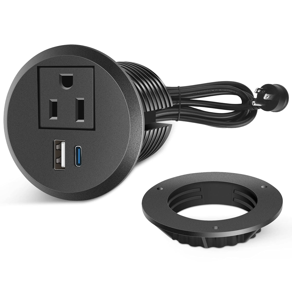 2 Inch Desk Power Grommet Outlet, Recessed Power Strip Socket With 2 Usb, 18W Pd Fast Chargingusb-C Grommet,Connect 1 Ac Plug, P