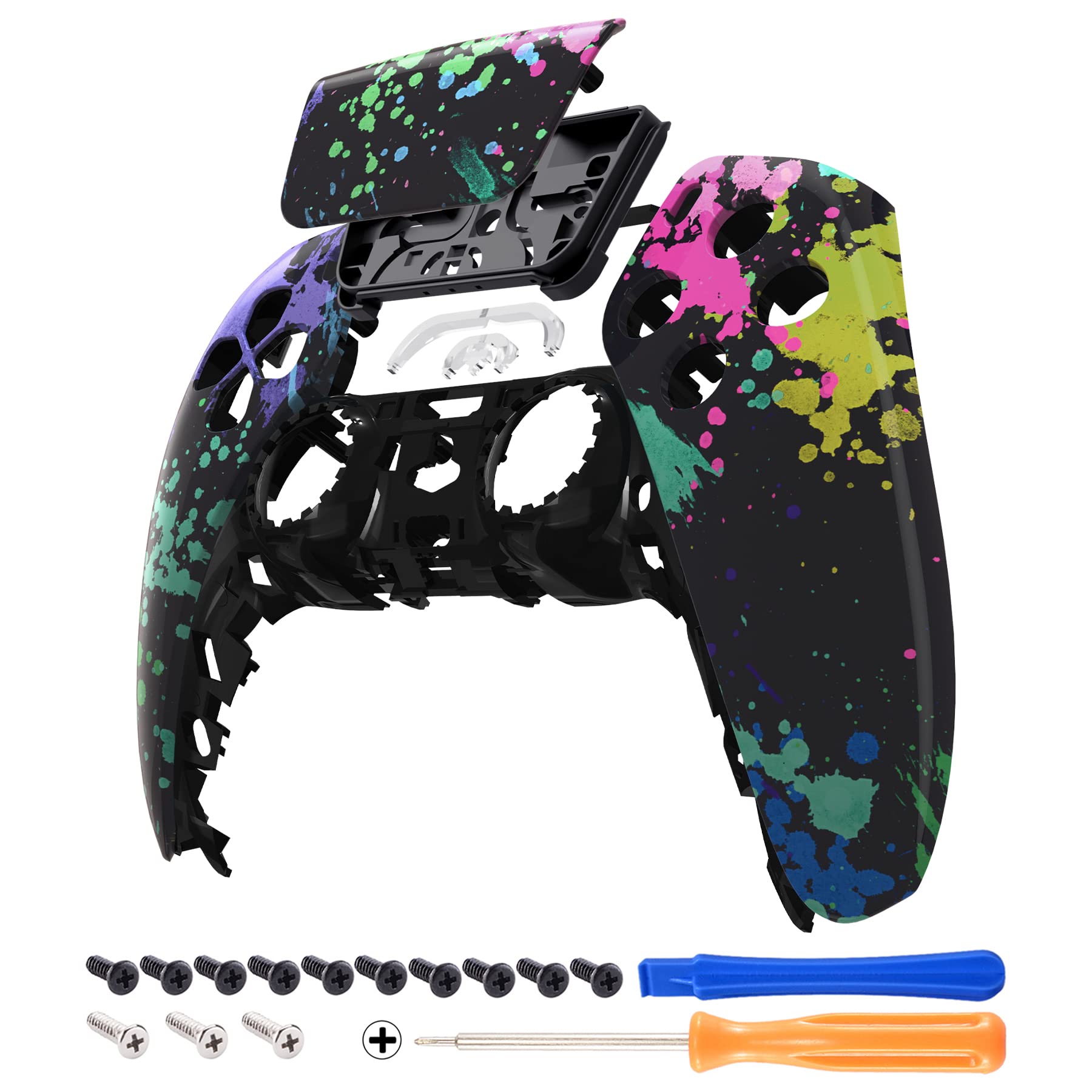 eXtremeRate Watercolour Splash Touchpad Front Top Shell Compatible with ps5 Controller BDM-010 020 030 040 050, DIY Replacement 
