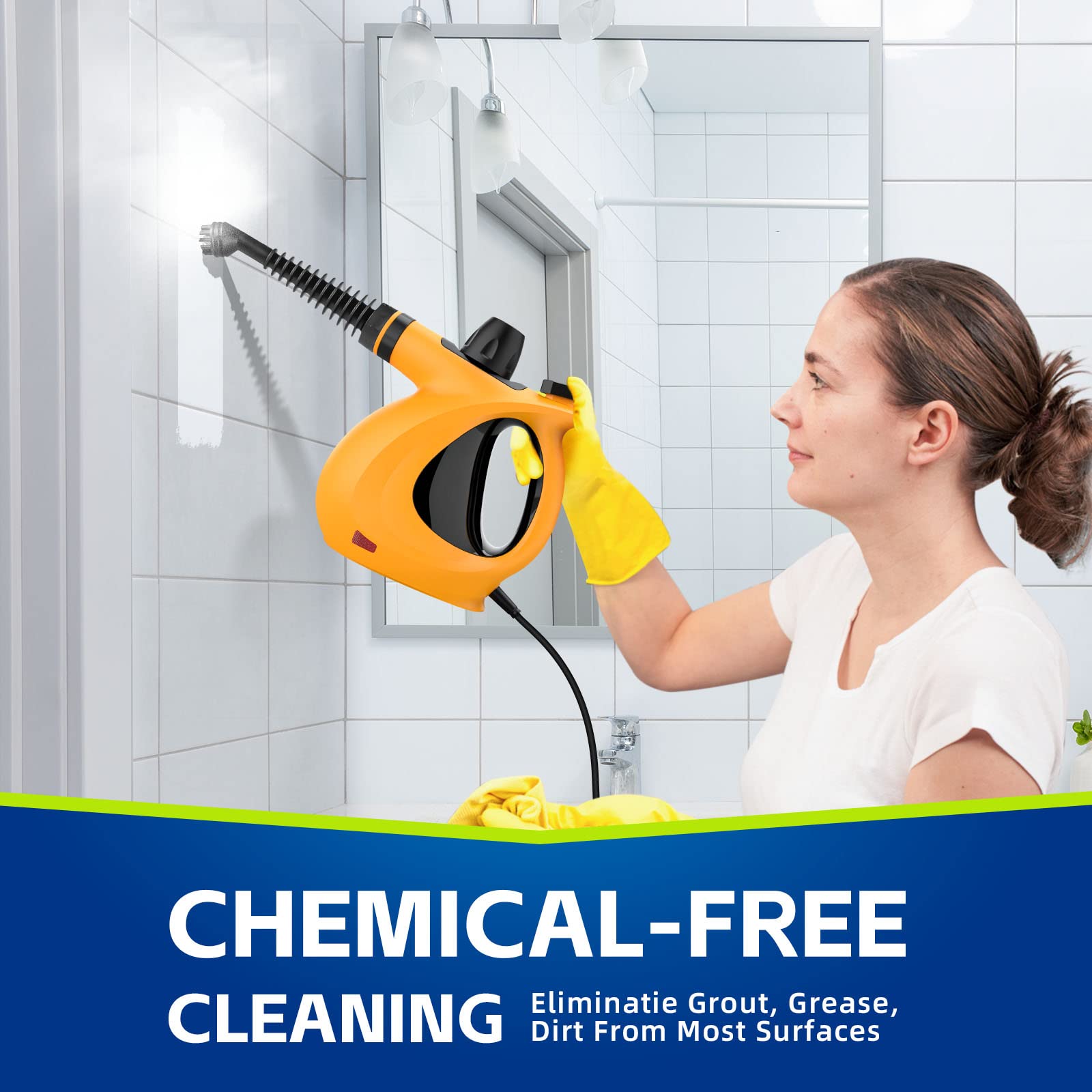 Handheld Steam Cleaner, Pressurized Multi Surface Steam Cleaner With 11Pcs Accessories, Chemical Free Multi Purpose Steam Cleane