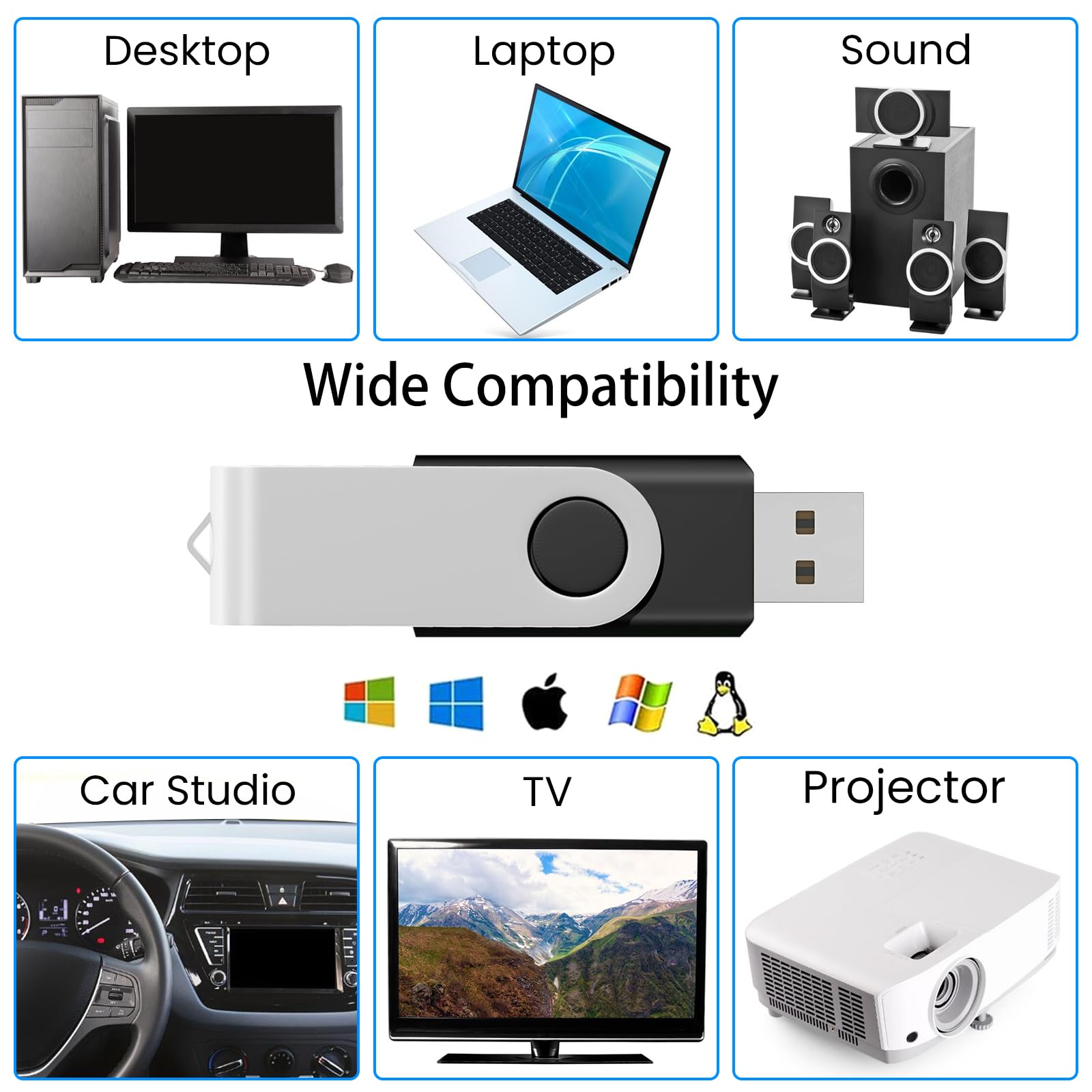 Aretop 10 Pack 16Gb Flash Drive Bulk Thumb Drives Usb 2.0 Metal Memory Sticks With Lanyard,Portable Keychain Jump Drive Multipack For Date Storage At Home & Office Black