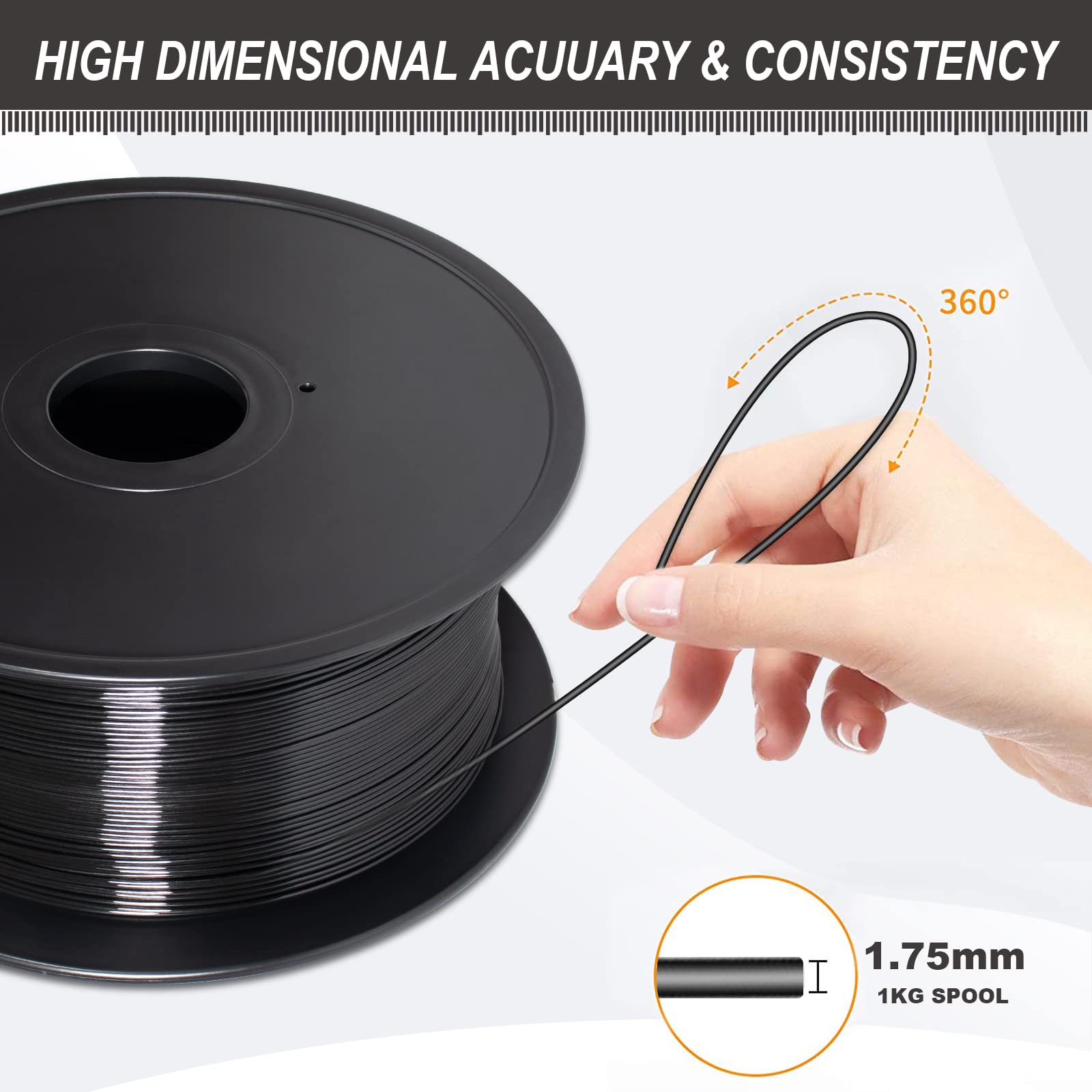 Jarees Petg Filament 1.75,Toughness Enhanced Petg Vacuum Sealed,Adhere Well 1Kg Spool 3D Printer Filament,Dimensional Accuracy 1
