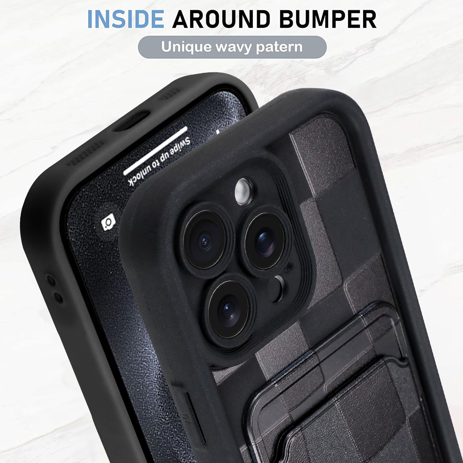 Kanghar Compatible With Iphone 15 Pro Max Case, Wallet Silicone Checkered Cute Pattern, Card Holder Camera Protection Soft Slim