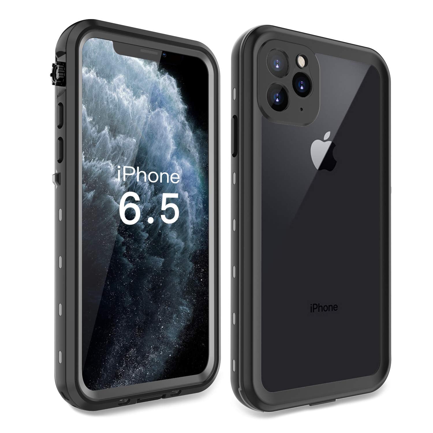 Fxxxltf Iphone 11 Pro Max Waterproof Rugged Case  Slim Design With Builtin Screen Protector, Shockproof, 6.5inch (Black&Gray)