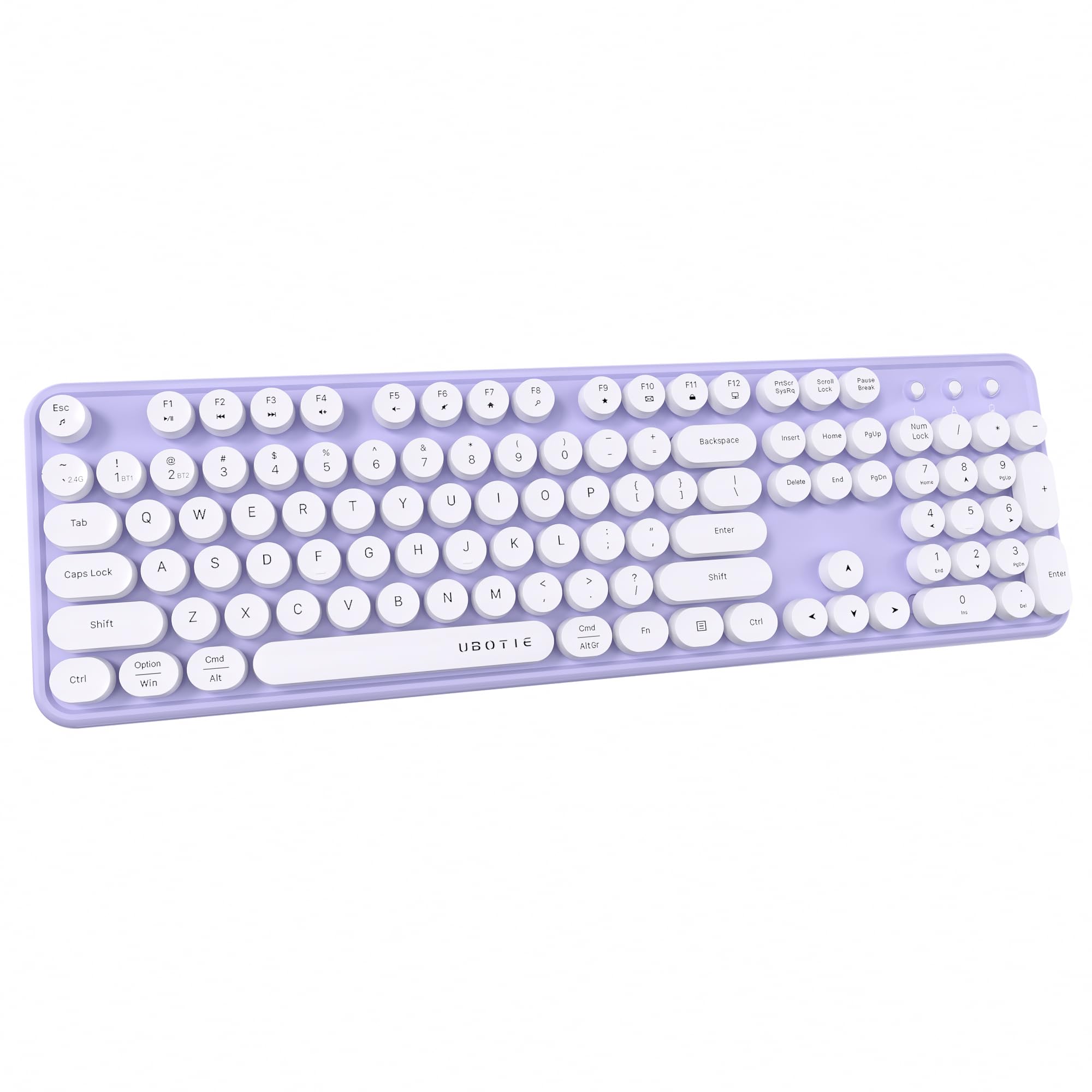 UBOTIE Colorful Wireless Bluetooth Keyboard, Dual Mode (PurpleWhite)