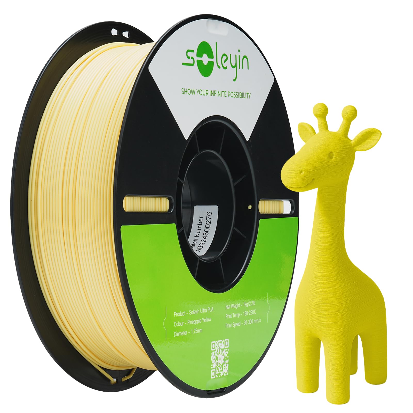 SOLEYIN Ultra PLA Filament 1.75mm PLA 3D Printer Filament High Speed 30-600mm/s Dimensional Accuracy +/- 0.02mm, 1kg Spool (2.2l