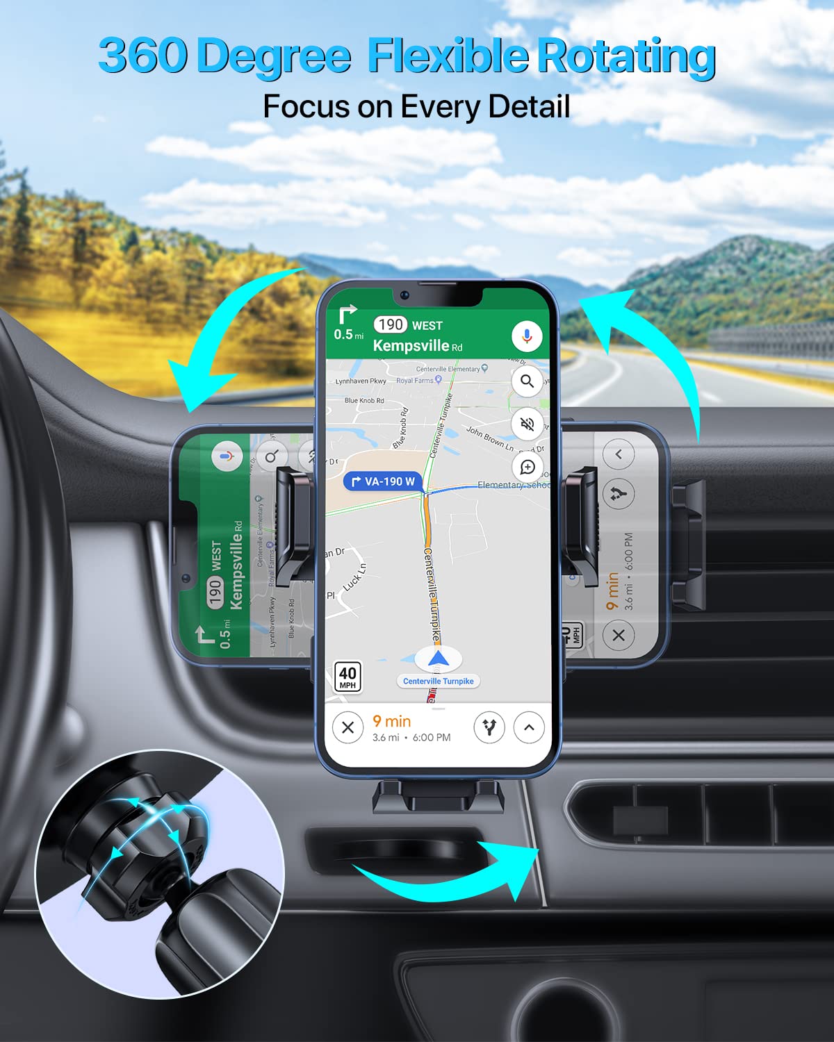 Miracase 2025 Upgrade Universal Car Phone Holder Mount For Air Vent, Sturdy And Thick Case Friendly Hands-Free Mount For Iphone,