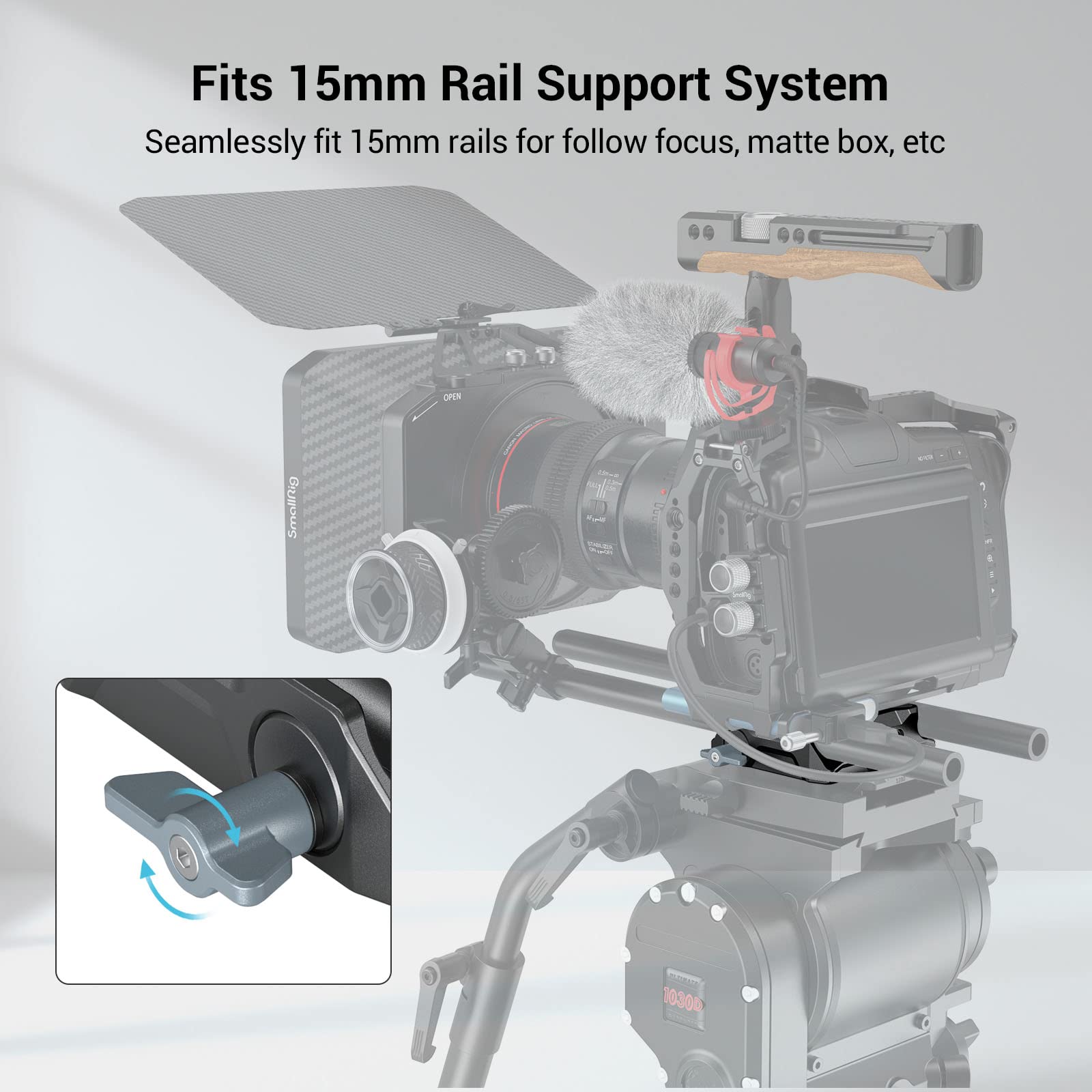 Smallrig Universal Lws Baseplate Compatible With Dslr And Mirrorless Camera Cages, Comes With Dual 15Mm Rod Clamp   3357