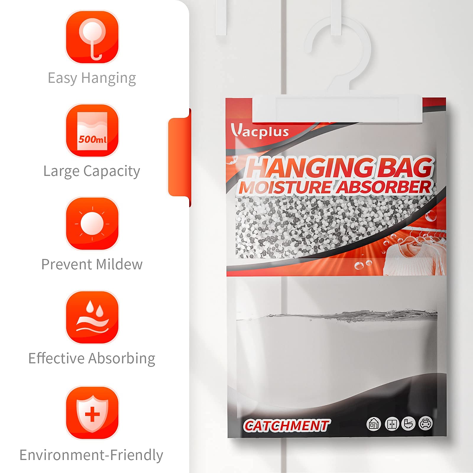 Vacplus Moisture Dehumidifier, Closet Dehumidifier Bags, Humidity Packs, Desiccant, Closet Dehumidifiers With Activated Charcoal