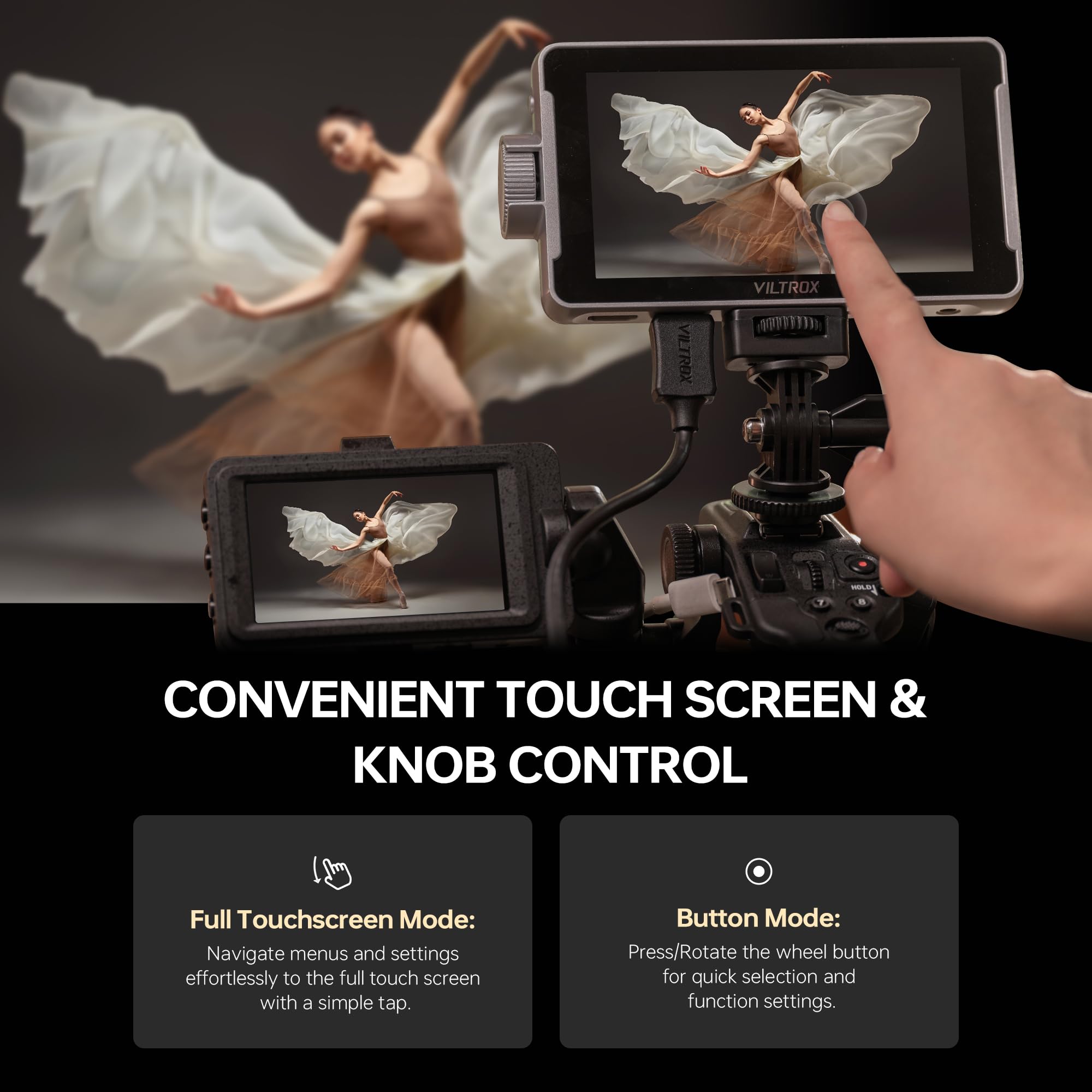 Viltrox Dc-V1 5.5 Touchscreen Camera Field Monitor Dslr Monitor With 3D Lut Waveform 400Nits 160 Wide View Angle 1920X1080 Ips 4