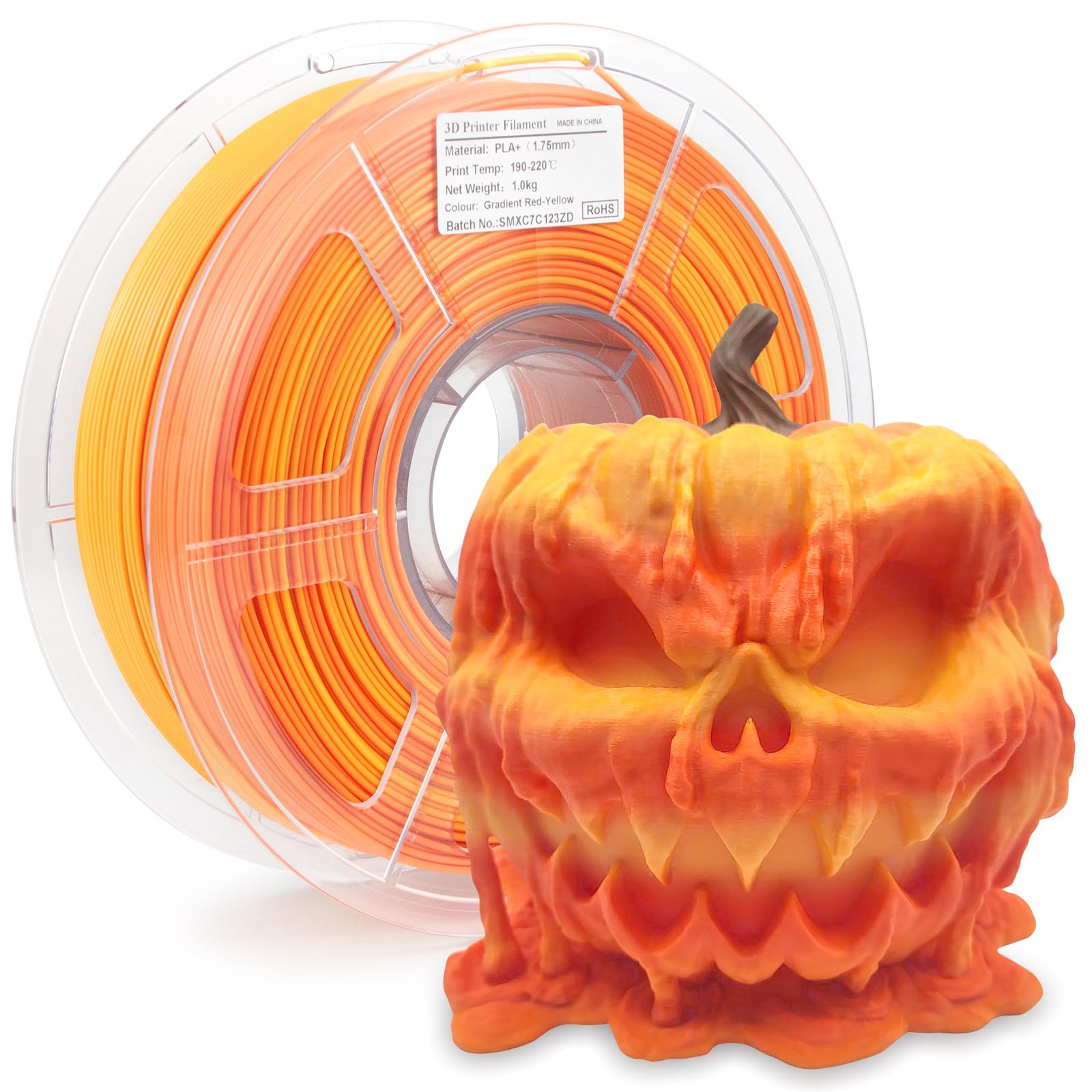 Isanmate Gradient Multicolors Filament, Pla Plus Rainbow Filament 1.75Mm, Fast Change Multicolor Rainbow Pla Filament, Red, Oran