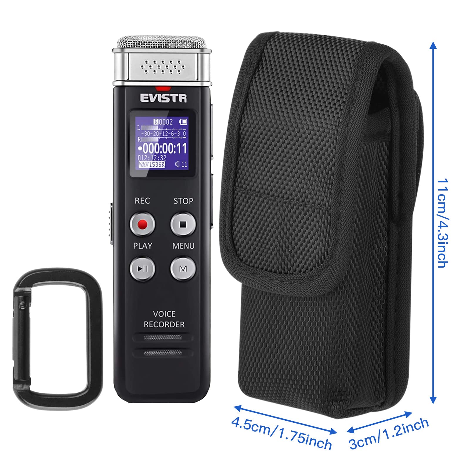 1680D Carrying Case For Digital Voice Recorders, Hard Bag With Carabiner For Evistr 16Gb, Sony Icd Ux570, Px370/470/560 Digital Voice Recorder, Usb, Mp3