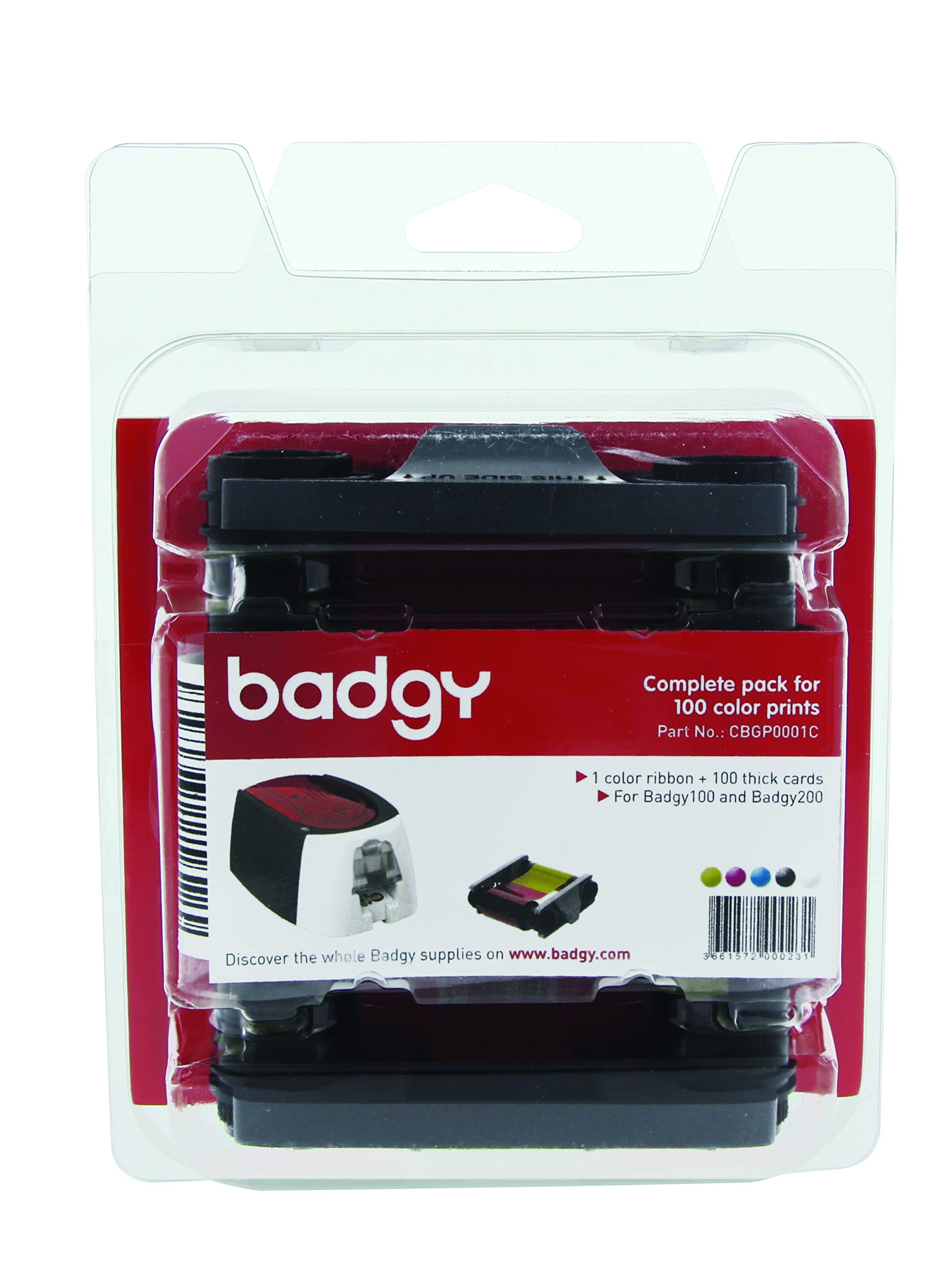 Badgy Color Ribbon And Cards Kit For 100 Printers   Badgy100 And Badgy200 Compatible