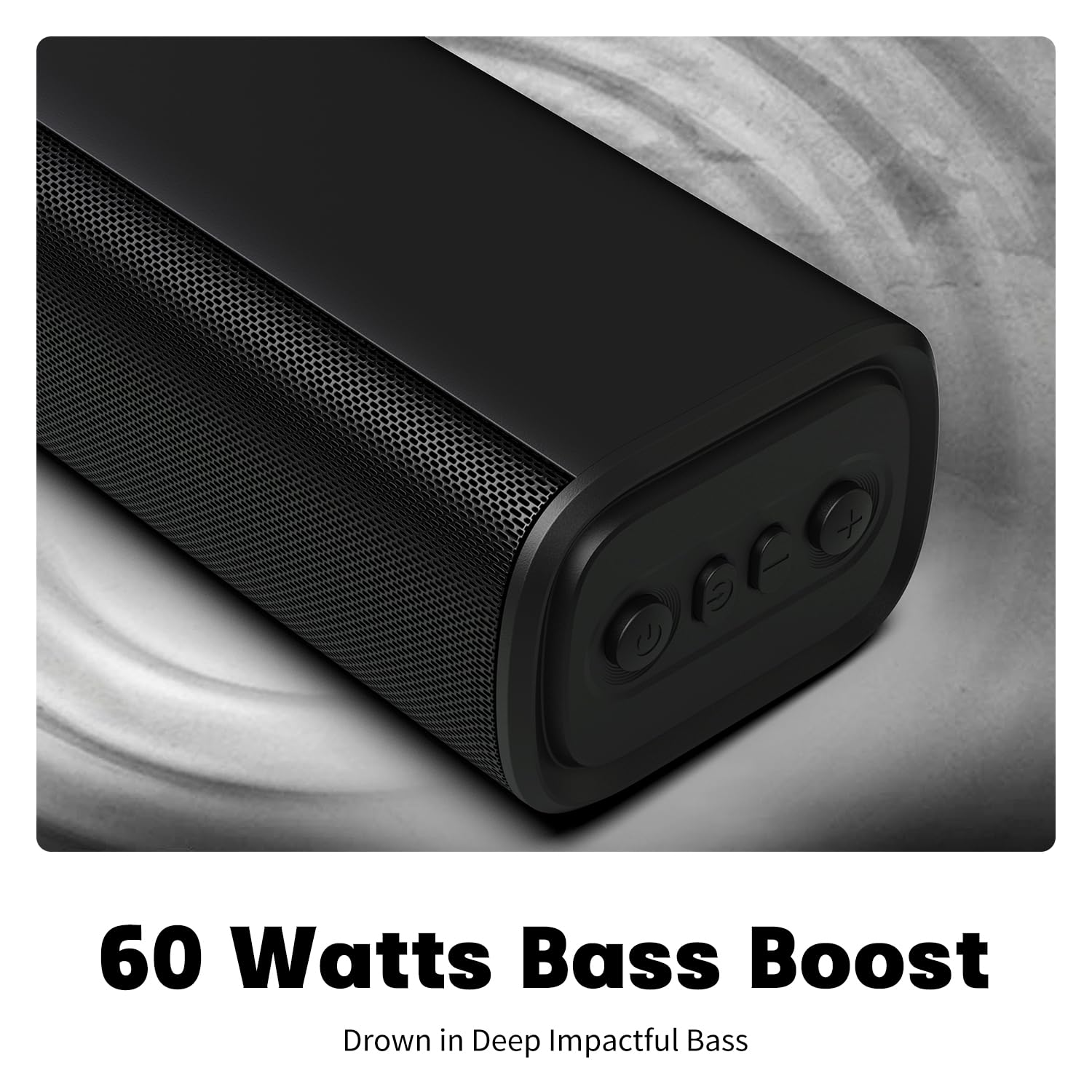 Rythflo 16" Sound Bar for Smart TV, 60W, Metal, Black, Model SK300 Li, Bluetooth/Optical/AUX, Wall Mountable, Impactful Bass