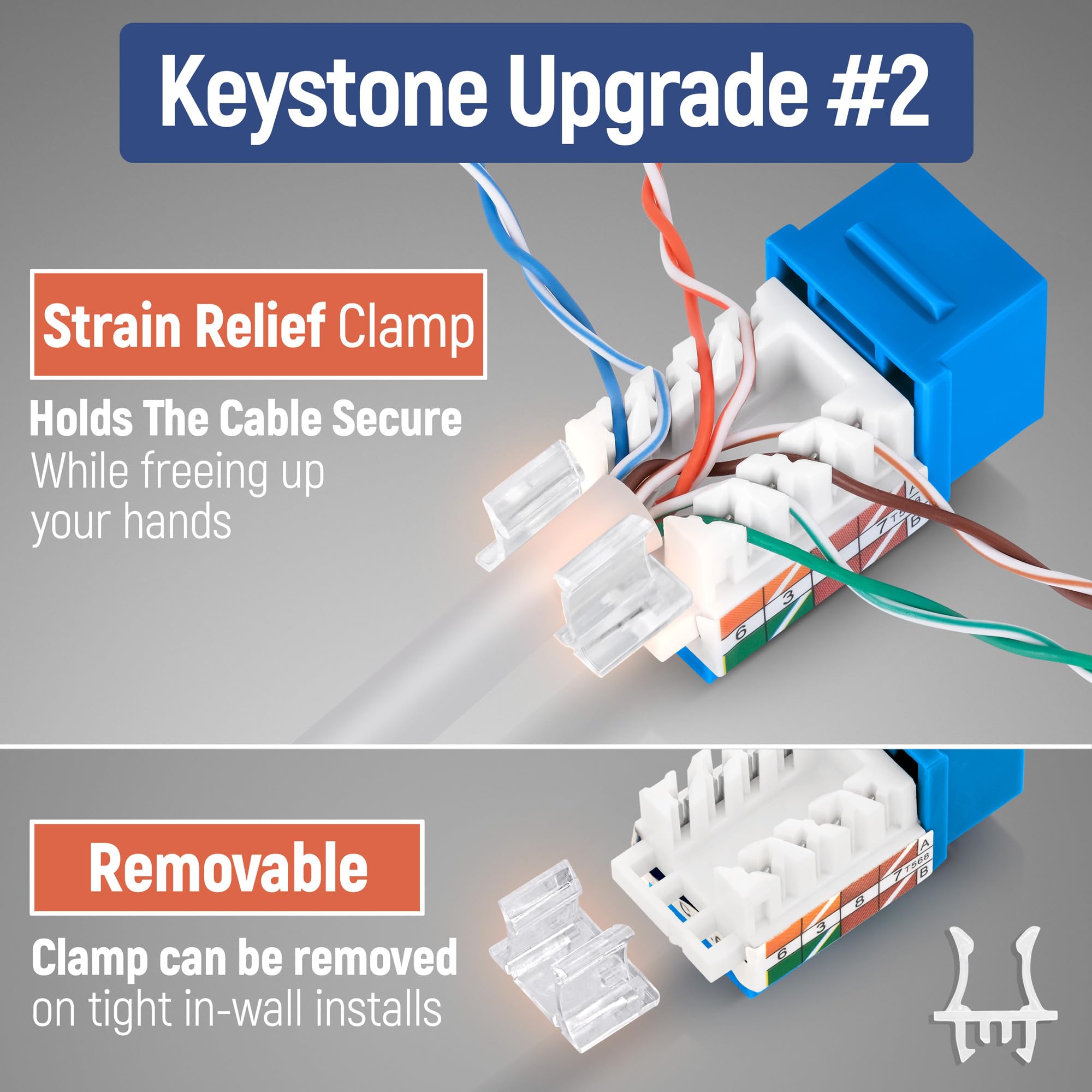 Everest Media Solutions 45 Angled Cat6 Keystone Jack In Blue   Slim Profile Rj45 Ethernet Connector   Compatible With 45 Angled