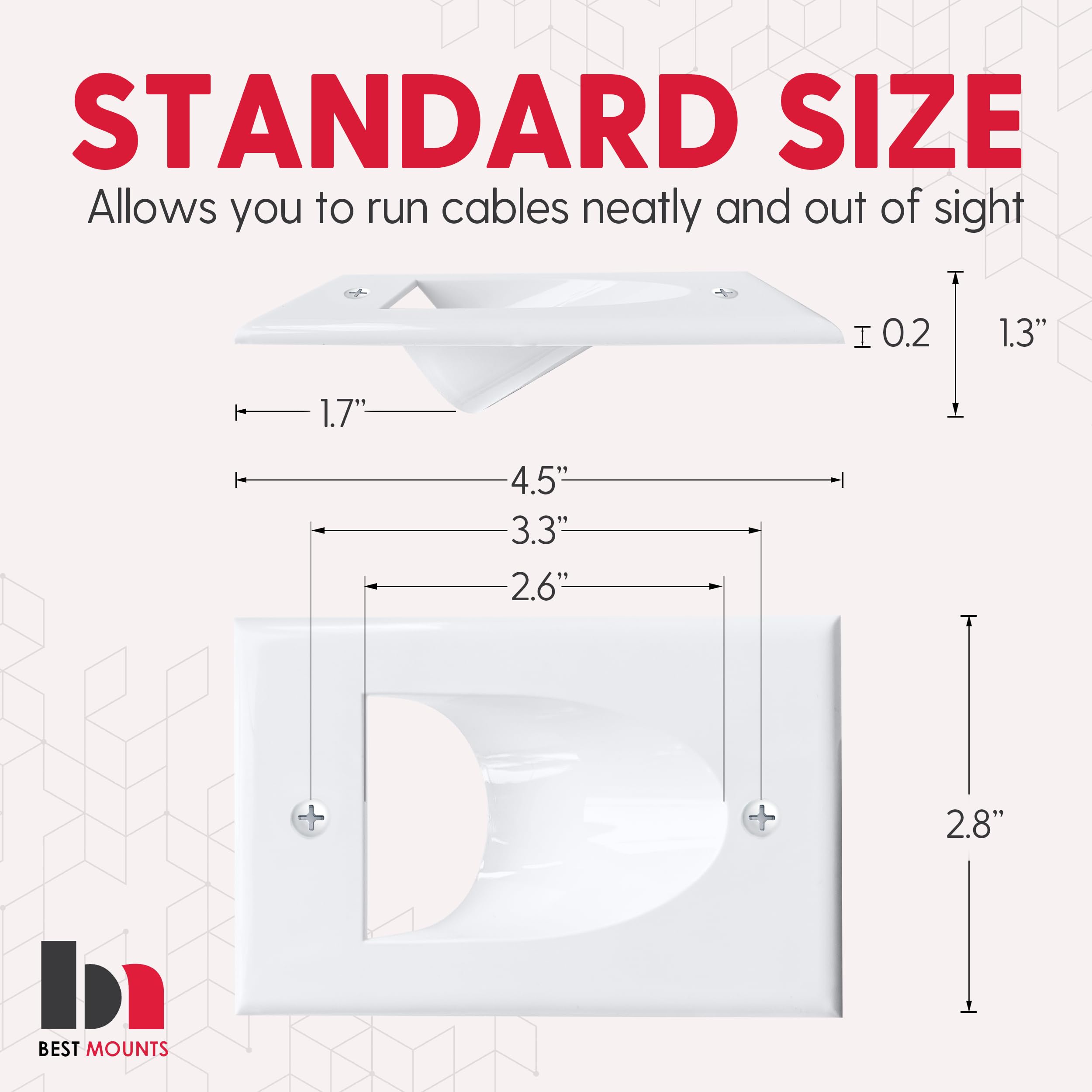 2 Pack Wall Plate With Bracket   In Wall Cable Management Kit   Recessed Wall Plate Cable Pass Through Pair With Single Gang Low