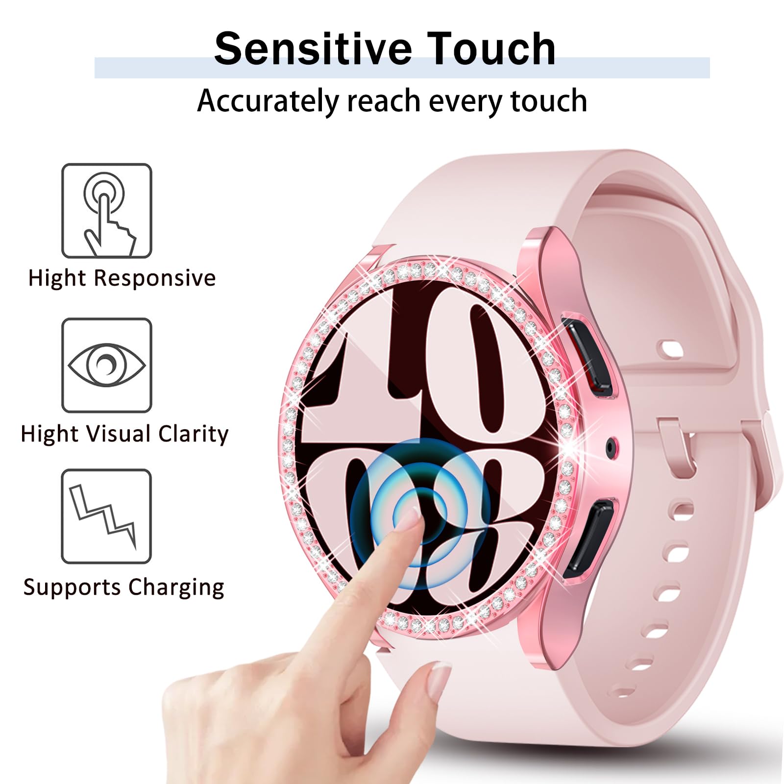 [6Pack] Richone For Galaxy Watch 6 44Mm Rhinestones Screen Protector Cases Samsung Smart Watch 6 Sm-R940 Protective Covers Acces