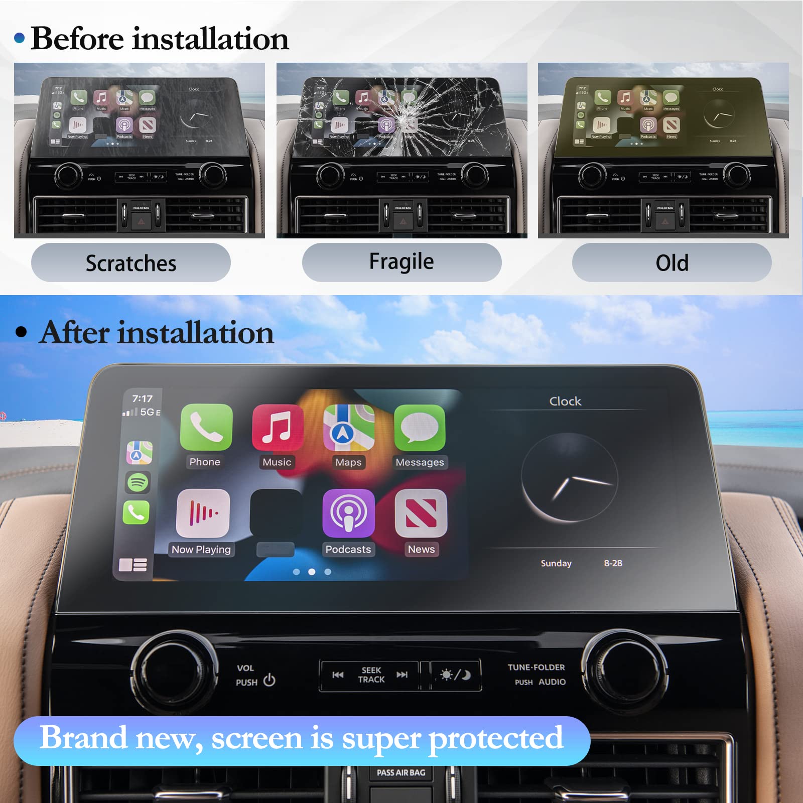Sktu Screen Protector For 2021 2024 Nissan Armada S/Sv/Sl/Midnight Edition/Platinum Navigation 2023 2024 Armada Accessories Hd Clear Anti Scratch