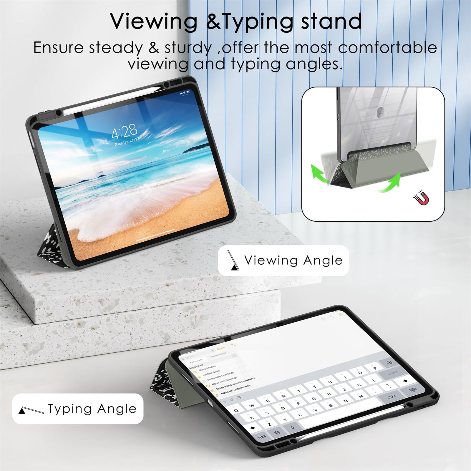 Soke Case For Ipad Air 13 M2 2024/Pro 12.9 (6Th/5Th/4Th Generation, 2022/2021/2020)   Pencil Holder+Auto Sleep/Wake+Camera Protection, Shockproof Back Cover For Ipad Pro 12.9 Inch,Book Black