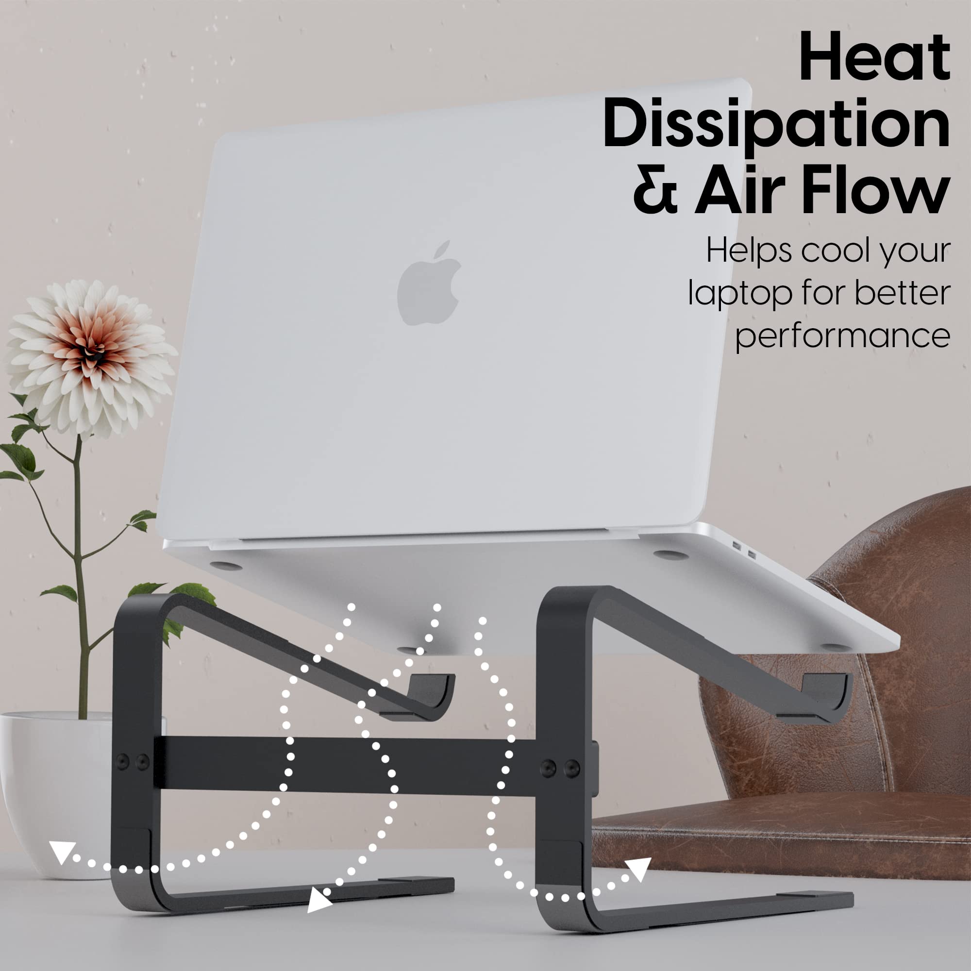 Talk Works Ergonomic Laptop Stand For Desk   Universal Compatibility Computer Monitor Riser Stand Pedestal For Desktop W/ Padded