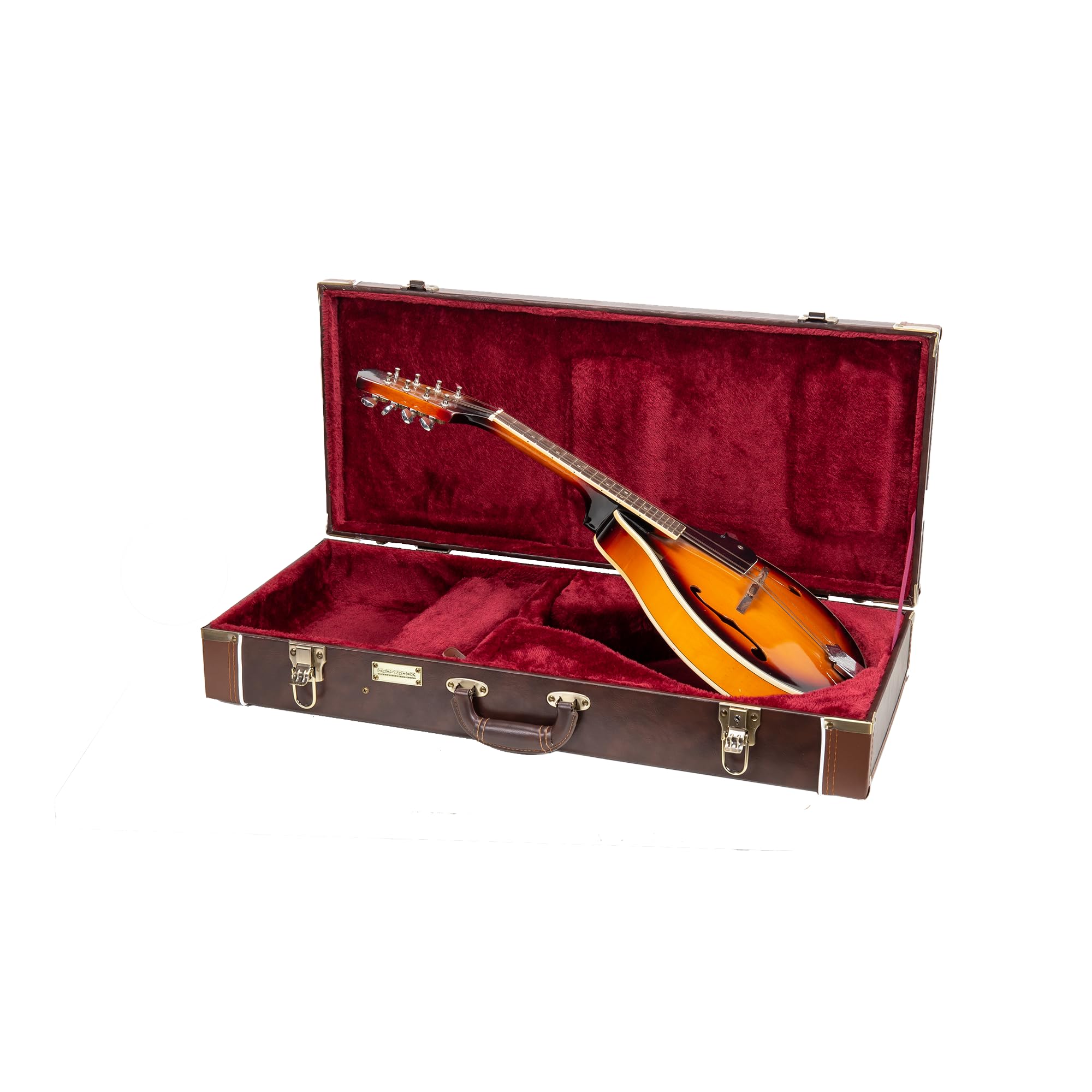 Crossrock Rectangular Wooden Case fits A-style Mandolins, with Accessory Compartment, Stainless Steel Latches, Metal Feet-Vintag