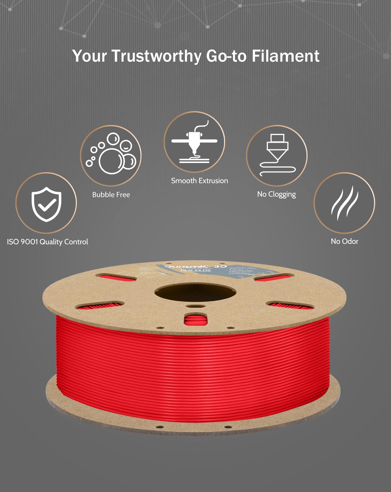 Duramic 3D Pla+ Filament 1.75Mm 1Kg Red, Pla Plus Filament 1Kg Spool(2.2Lbs) Tougher And Stronger, Dimensional Accuracy Probabil