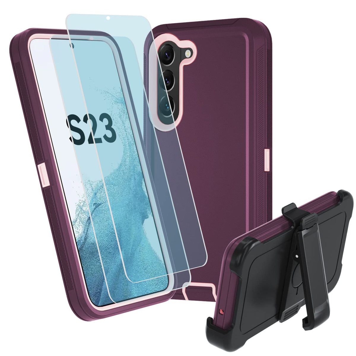 Muitq For Galaxy S23 5G Case,Samsung S23 Heavy Duty Case,[Military Grade Protective ],[Shockproof] [Dropproof] [Dust Proof], Com