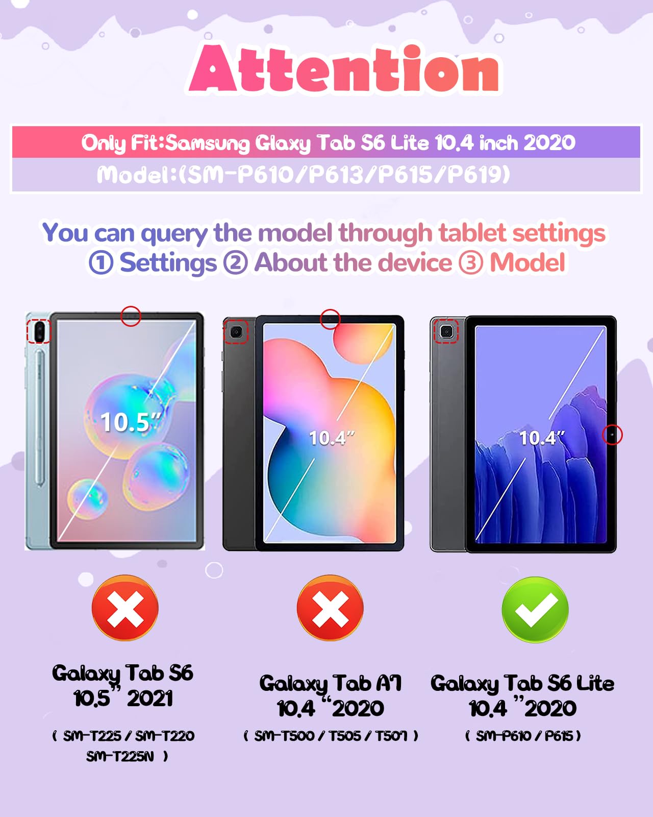 Wazzasoft For Samsung Galaxy Tab S6 Lite 10.4    Case Girls Cute Cat Kawaii Cover Girly 3D Cartoon Women Kitten With Rotating Ha