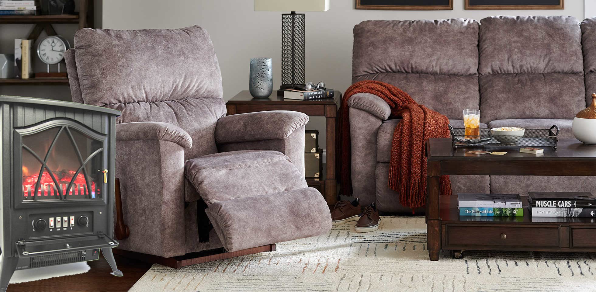 Optimus Electric Flame Effect    Fireplace Heater, Black