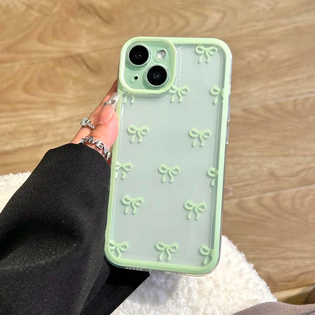 Eyzutak Case For Iphone 14 Plus, Clear Cute Ribbon Bowknot Pattern Aesthetic Transparent Phone Case Raised Camera Protection Sty