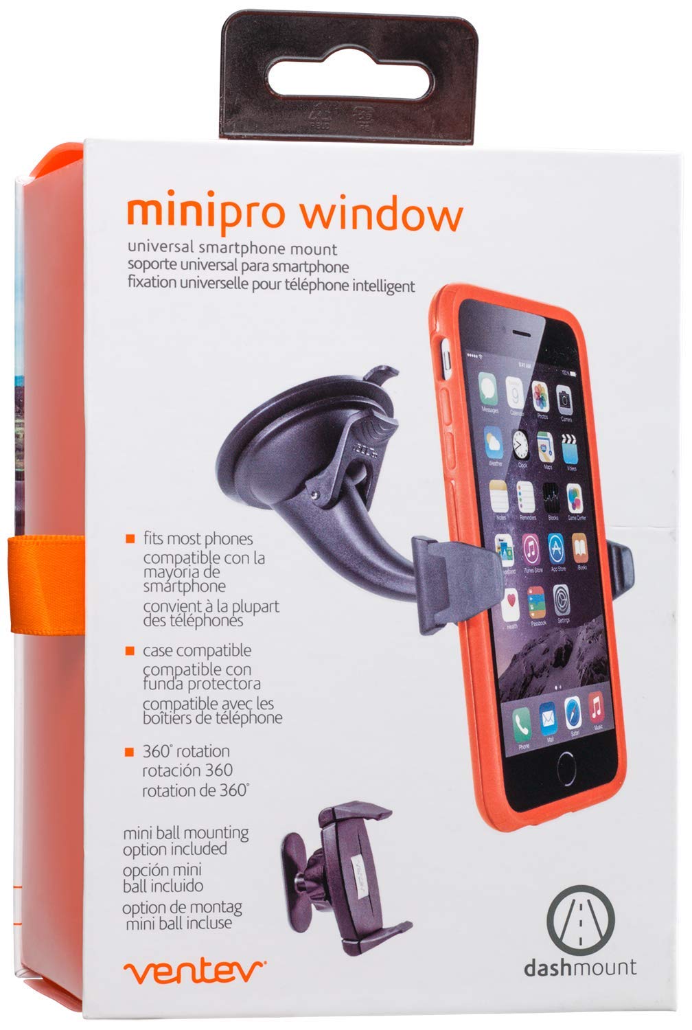 Ventev Car Mount | Low Profile, 360 Degree Rotation & Multiangle Viewing, Heavy Duty Suction Cup, Adjustable Brackets To Secure