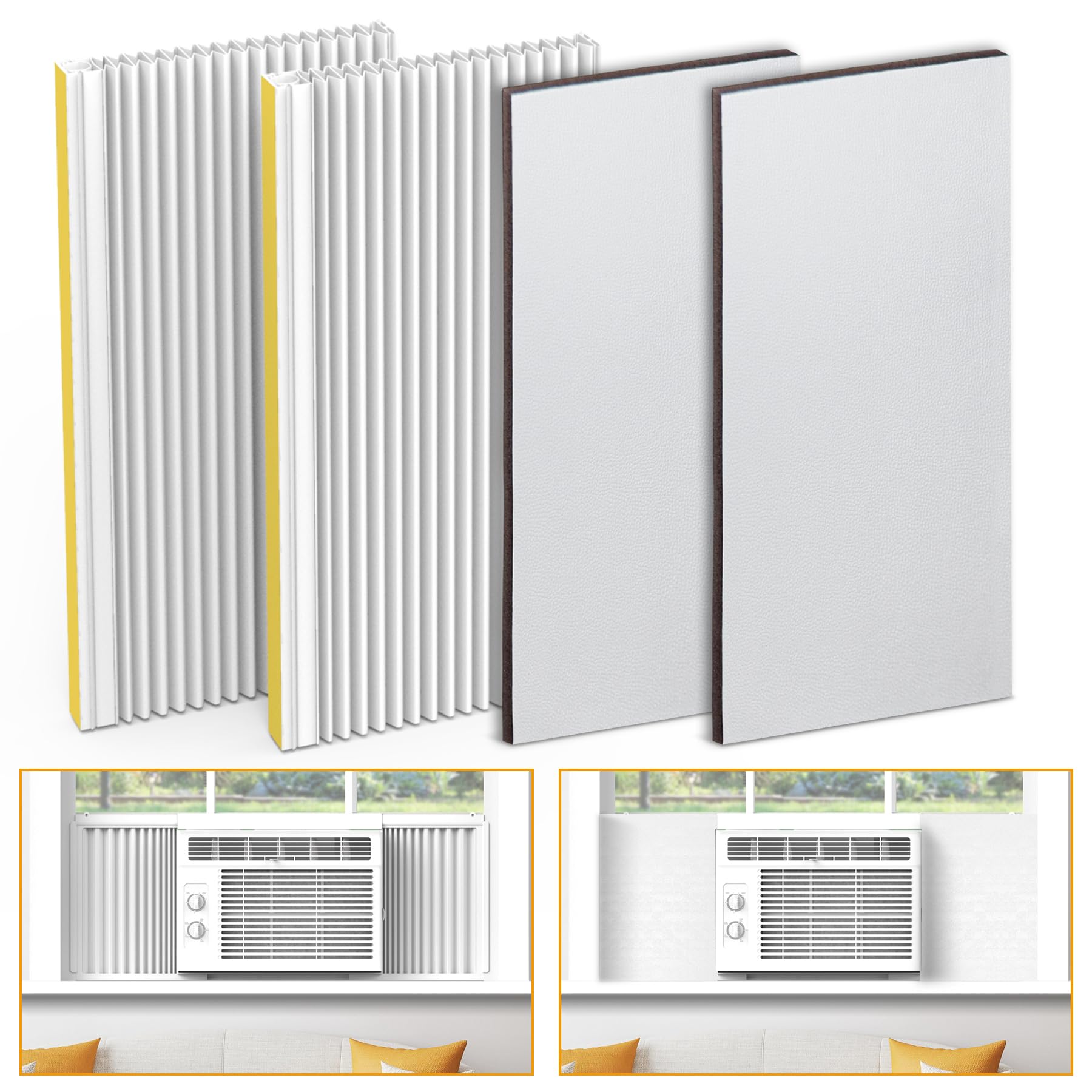 Lbg Products Window Ac Side Panels,Double Layers Adjustable Side Panel Kit With Air Conditioner Foam Insulation Panels, White