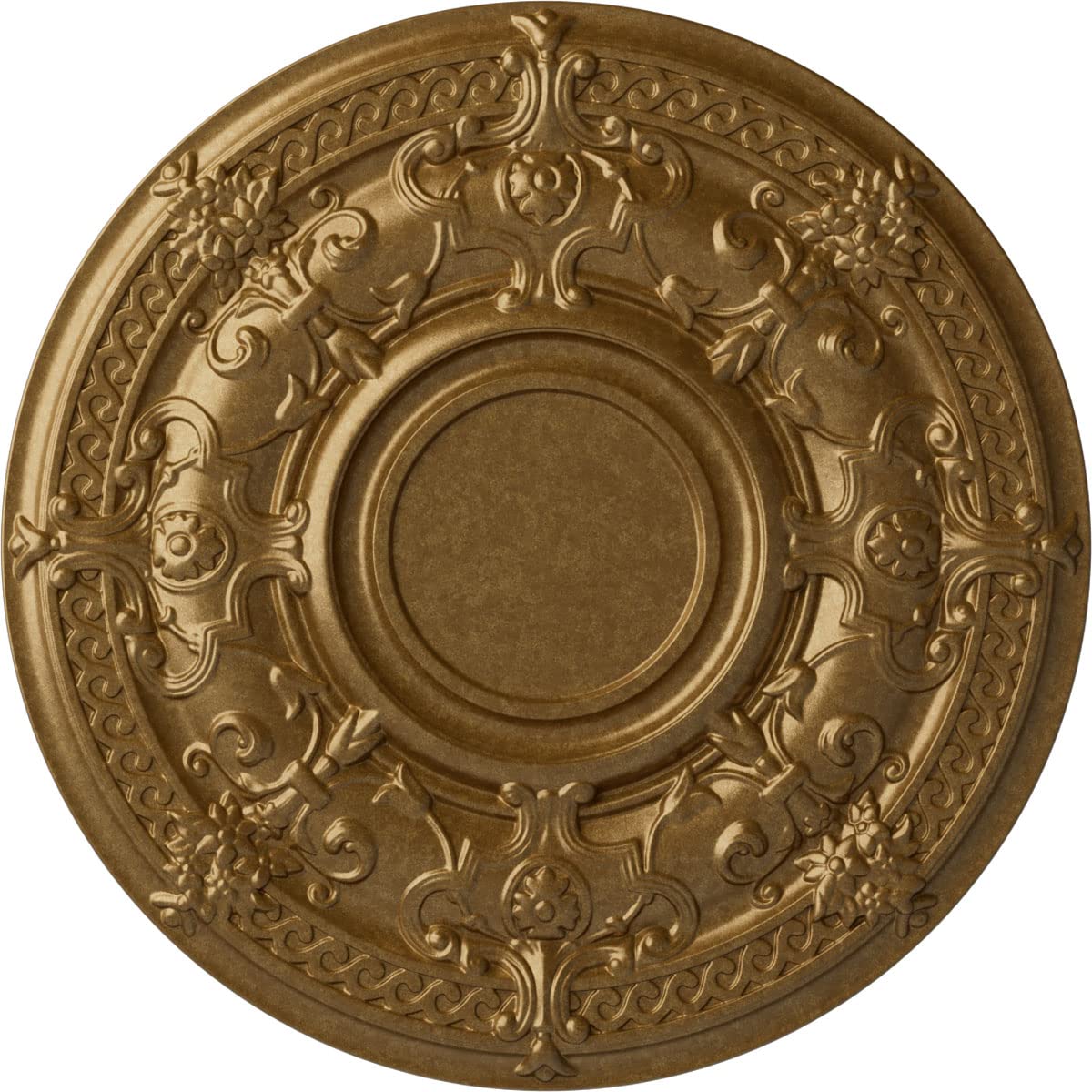 Ekena Millwork Cm33Dapas Dauphine Ceiling Medallion, 33 7/8''Od X 1 3/8''P (Fits Canopies Up To 13 1/4''), Hand Painted Pale Gol