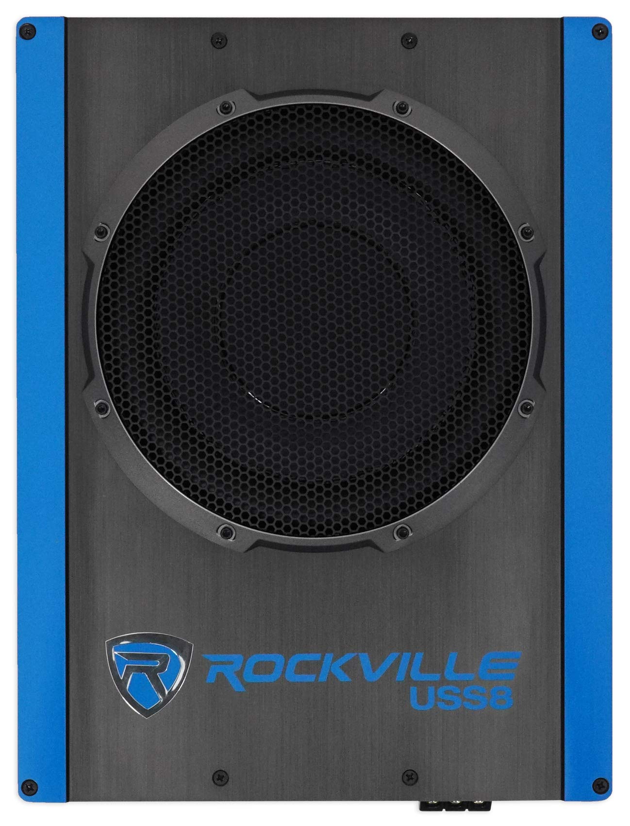 Rockville Uss8 8 600W Slim Under-Seat Active Powered Car/Truck Subwoofer Sub, Black