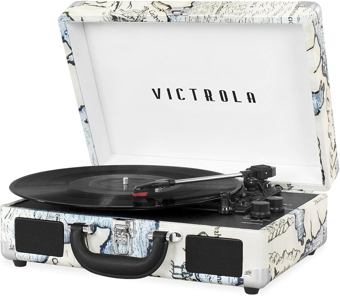 Victrola Vintage 3 Speed Bluetooth Portable Suitcase Record Player With Built In Speakers | Upgraded Turntable Audio Sound|Retro