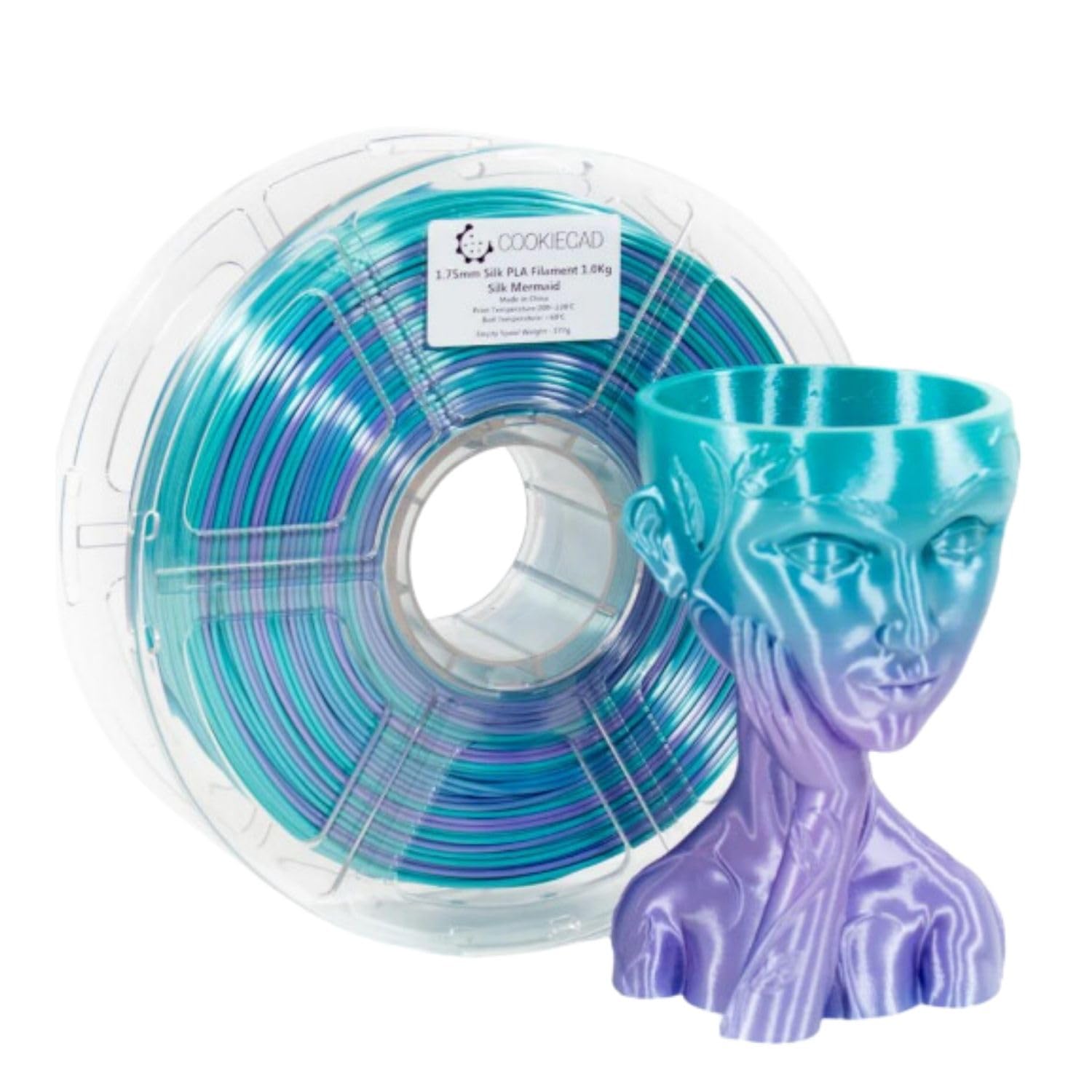 Cookiecad Silk Pla Filament 1.75Mm 1Kg Rainbow Multicolor 3D Printer Filament   Mermaid Silk Pla
