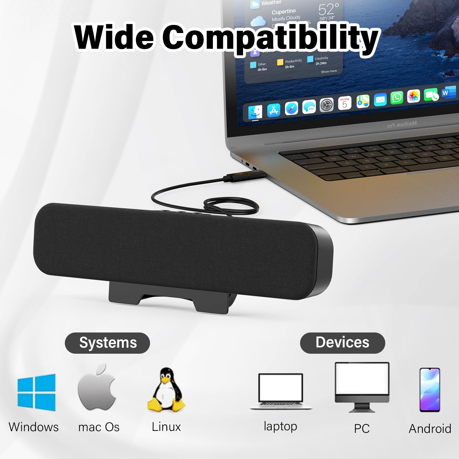 Ogupgx Computer Speakers For Desktop Pc, Monitor Speakers For Laptop,Pc Speakers With Loud Sound,Volume Control Easily Clamps To