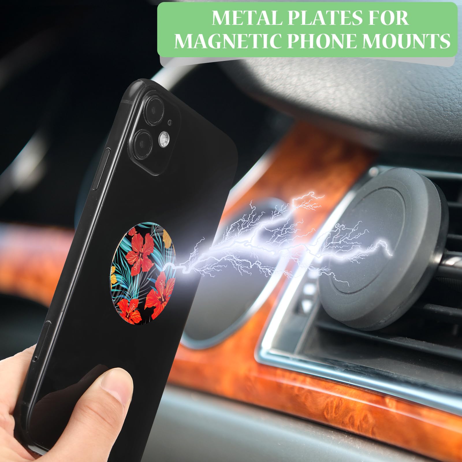 Weewooday 8 Pcs Phone Magnet Car Metal Mount Plate For Cell Holder Compatible With Magnetic Car Mounts Replacement Sticker(Summe