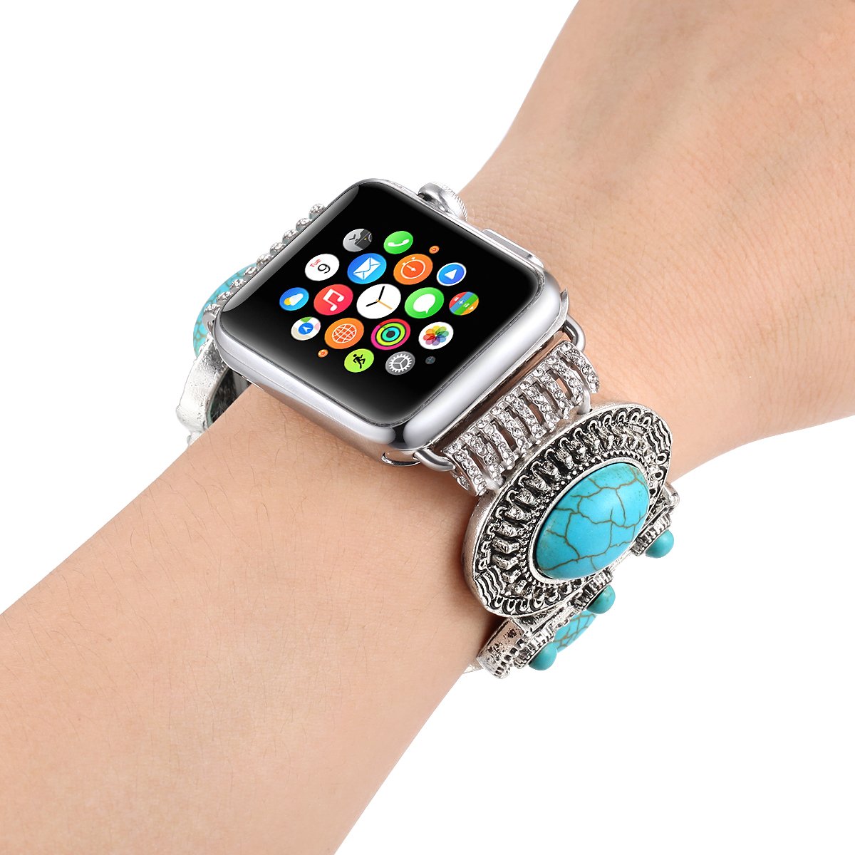 Fastgo Compatible With Apple Watch Band 38Mm 40Mm 41Mm, Bohemian Ethnic Antique Jewelry Style Bracelet Strap For Iwatch Se & Ser