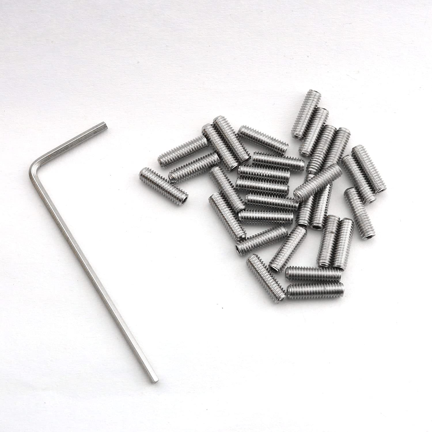 Dgbrsm 30Pcs Stainless Steel Guitar Bridge Saddle Height Adjustment Screws With Wrench, M3X10