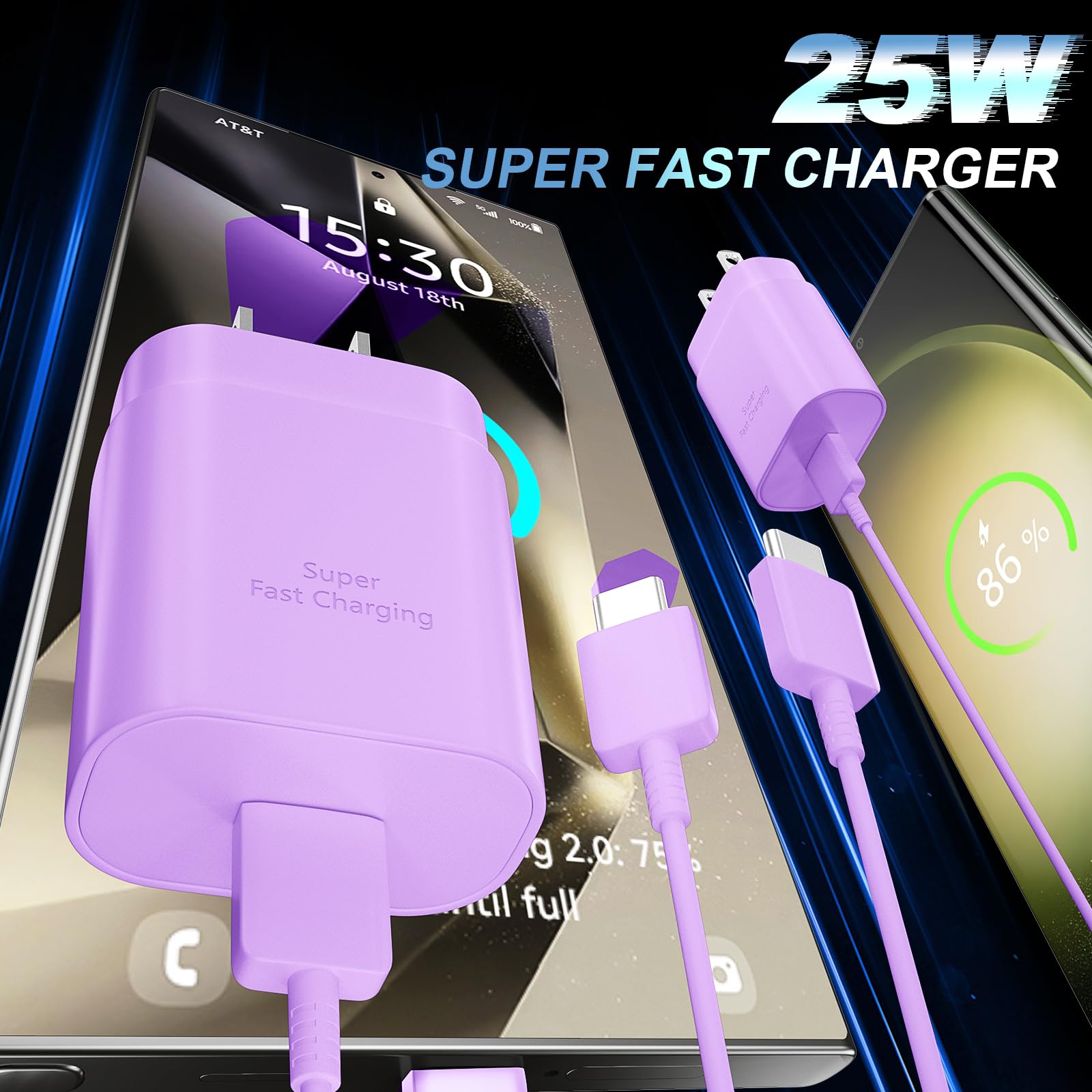 Usb C Fast Charger, 25W Samsung Charger Type C Super Fast Charging Android Charger With 6.6 Ft Cable For Samsung Galaxy S23 Ultr