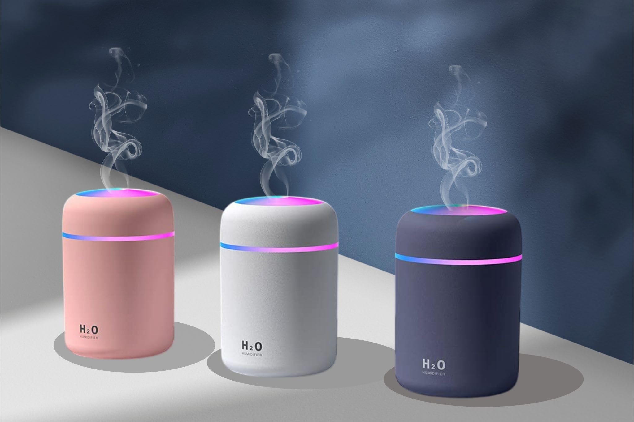 Desidiya H2O Diffuser With Colorful Led Lights For Home Office & Small Rooms, Portable Cool Mist Small Quiet Air Humidifier For