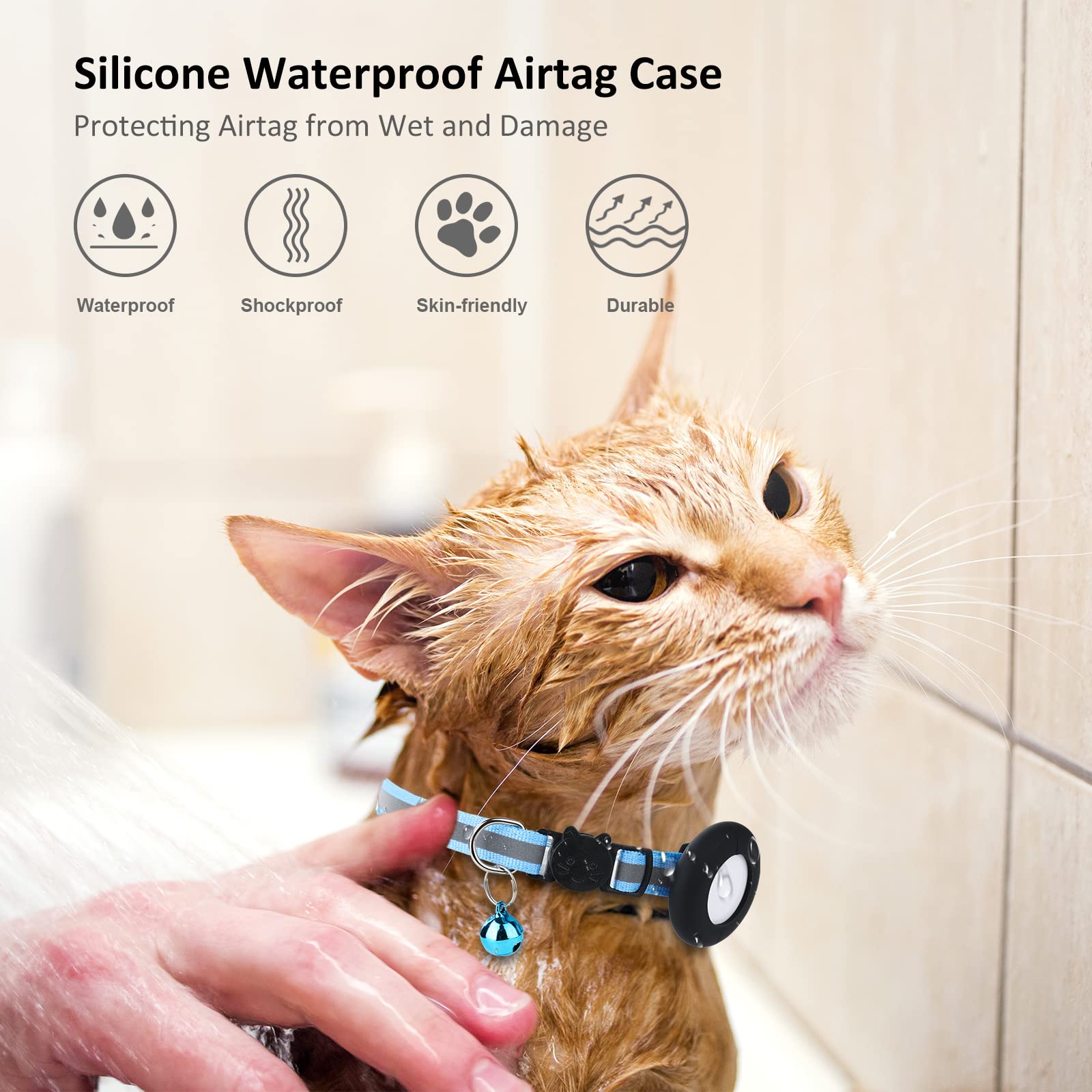 Simplethings Air-Tag Cat Collar Holder, Pet Silicone Protective Case For Air-Tag, 2Pack Waterproof Case Cover For Apple Air-Tag